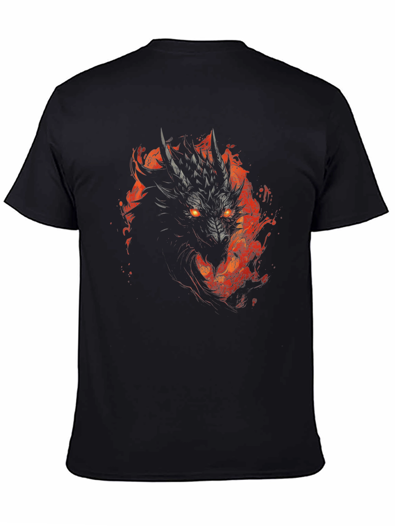 Black Dragon Fire T-Shirt - Black Graphic Tee view 4