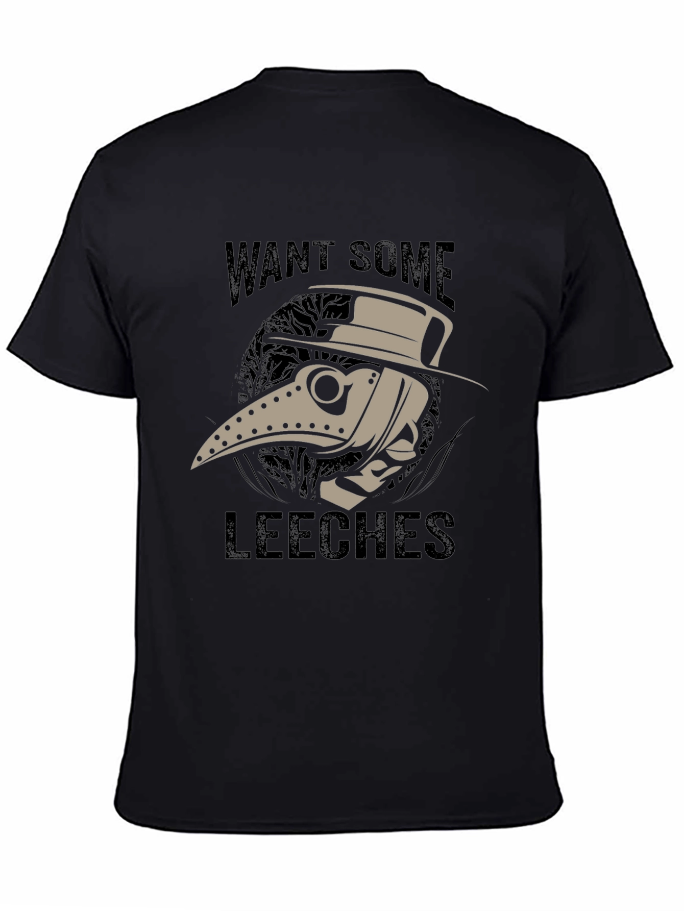 Black Want Some Leeches? Plague Doctor T-Shirt view 4