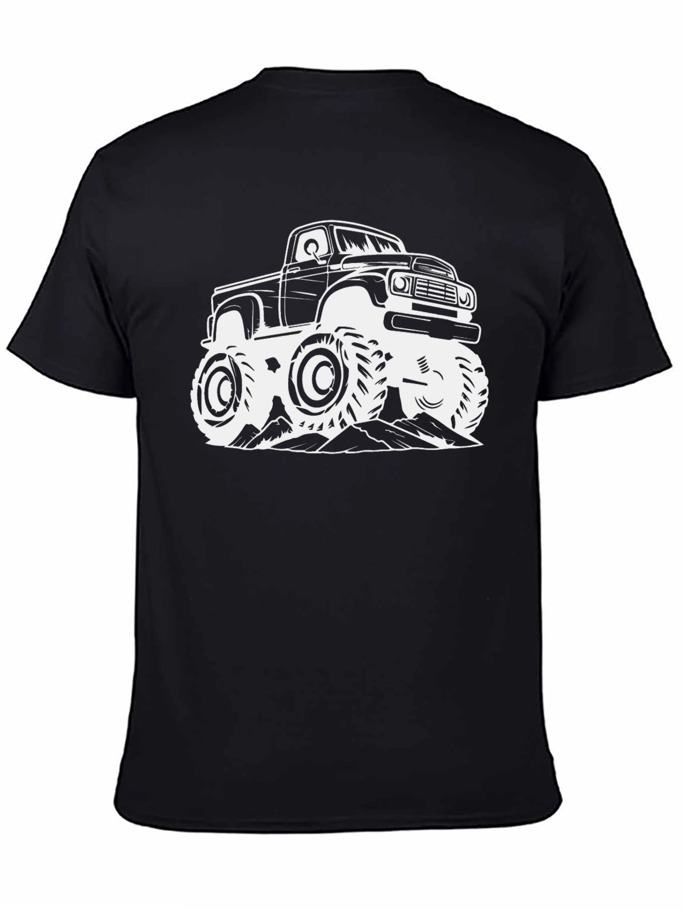 Black Monster Truck Graphic Tee - Black Cotton view 4