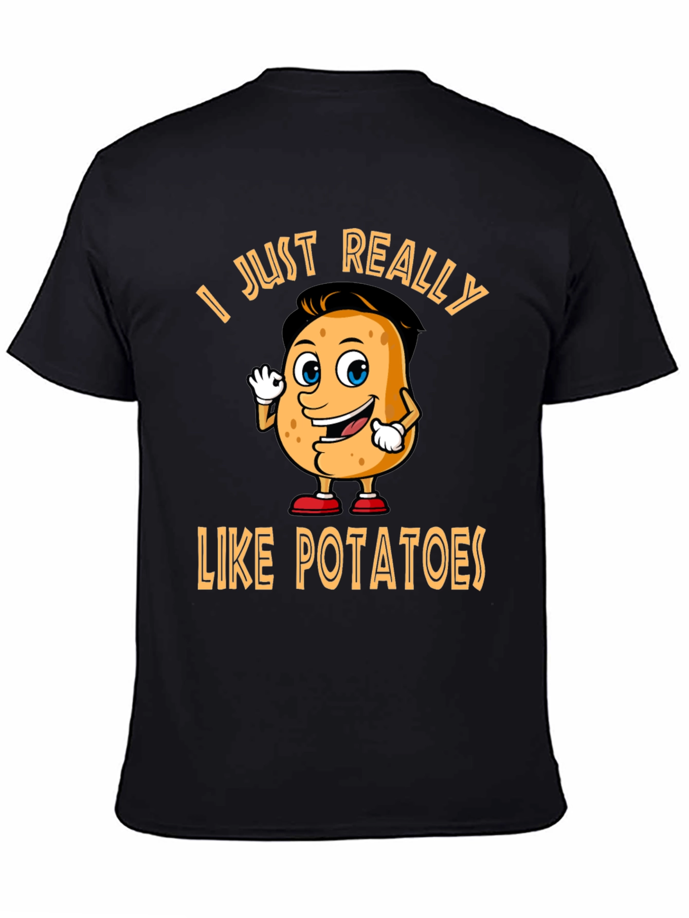 Black Funny Potato Lover T-Shirt - "I Just Really Like Potatoes" view 4