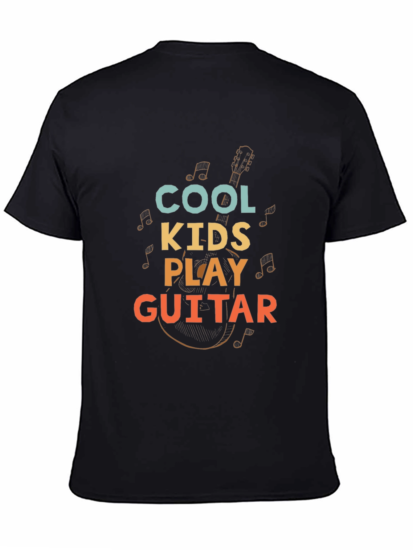 Black Cool Kids Play Guitar Graphic Tee - Black Cotton Blend view 4