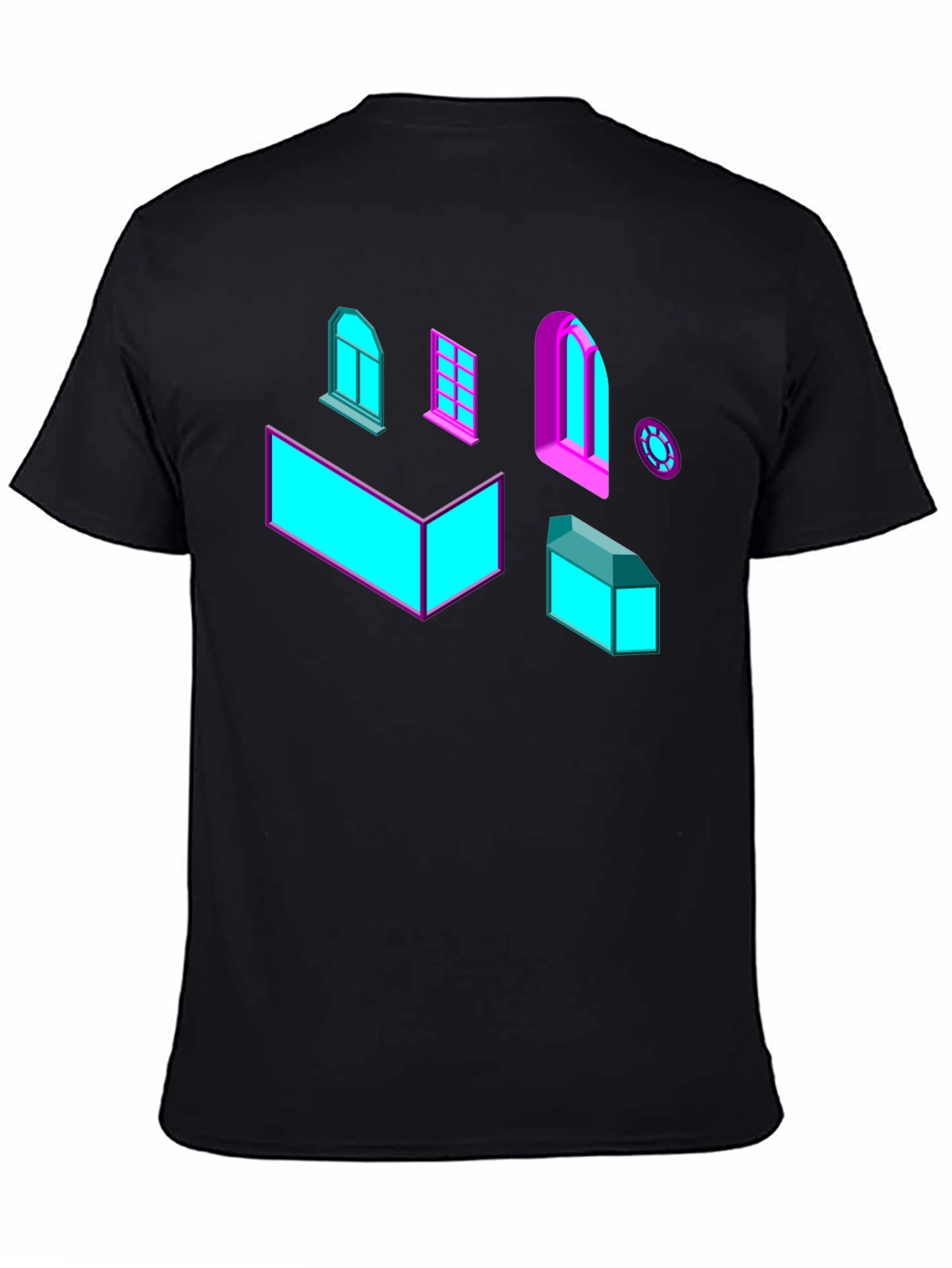 Black Geometric Windows Graphic Tee - Black view 4