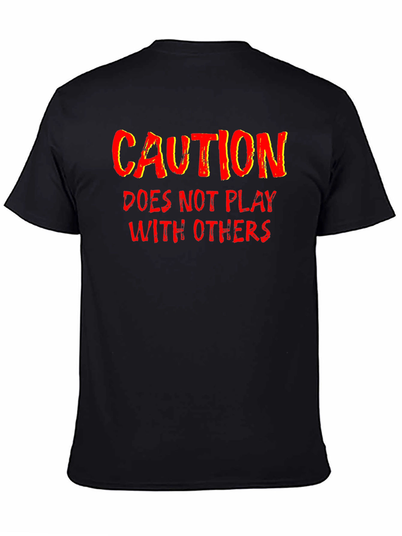 Black Caution Funny Graphic T-Shirt view 4
