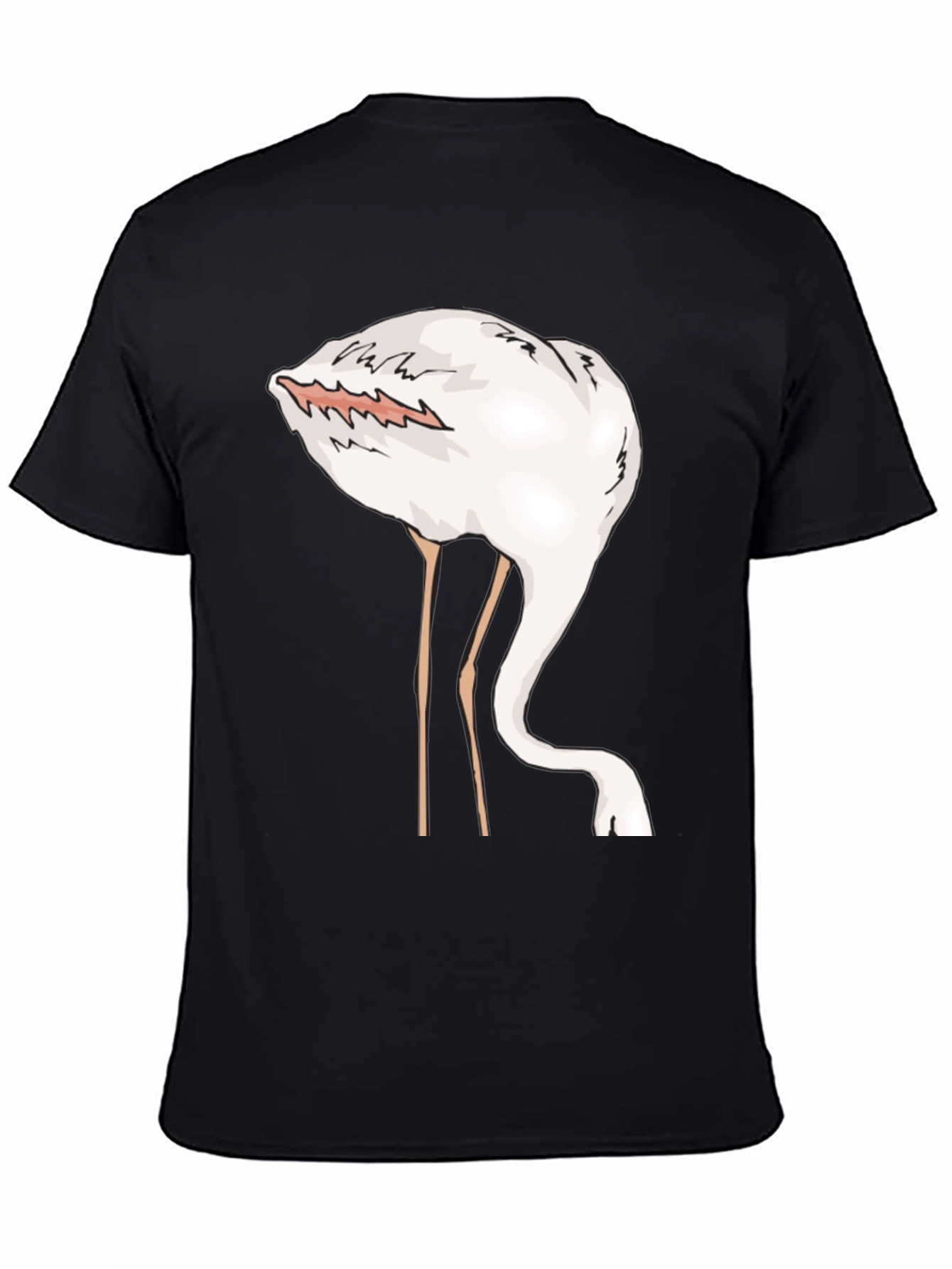 Black Funny Flamingo Head in Sand Graphic T-Shirt view 4
