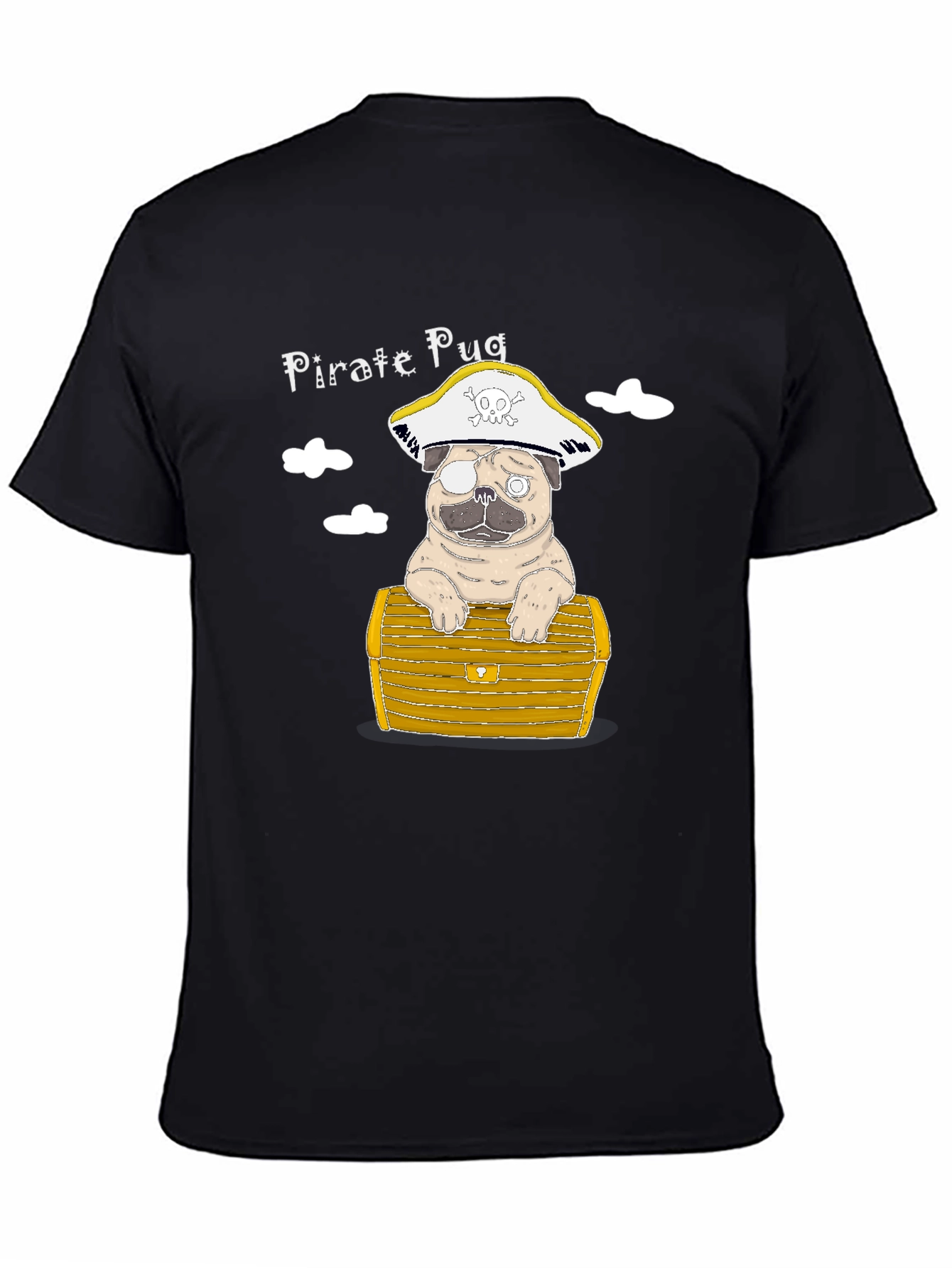 Black Pirate Pug T-Shirt - Cute Dog Graphic Tee view 4