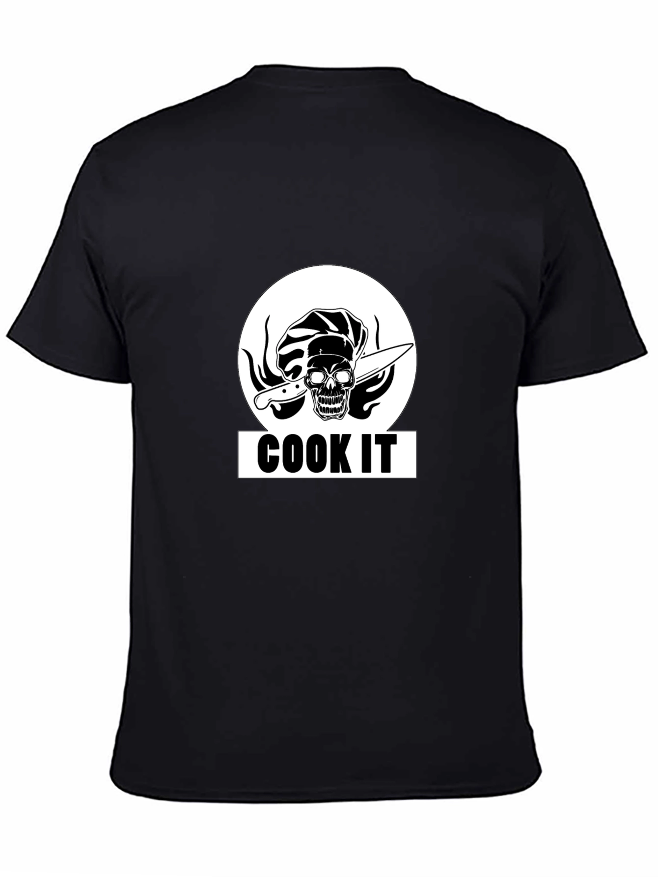 Black Cook It Skull Chef Graphic Tee - Black Cotton T-Shirt view 4