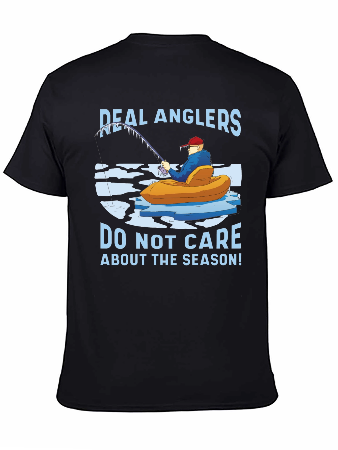 Black Real Anglers Winter Fishing T-Shirt view 4