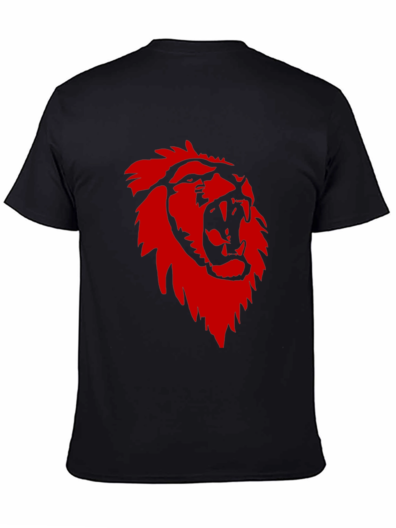 Black Bold Lion Graphic Tee - Black Cotton Crew Neck T-Shirt view 4