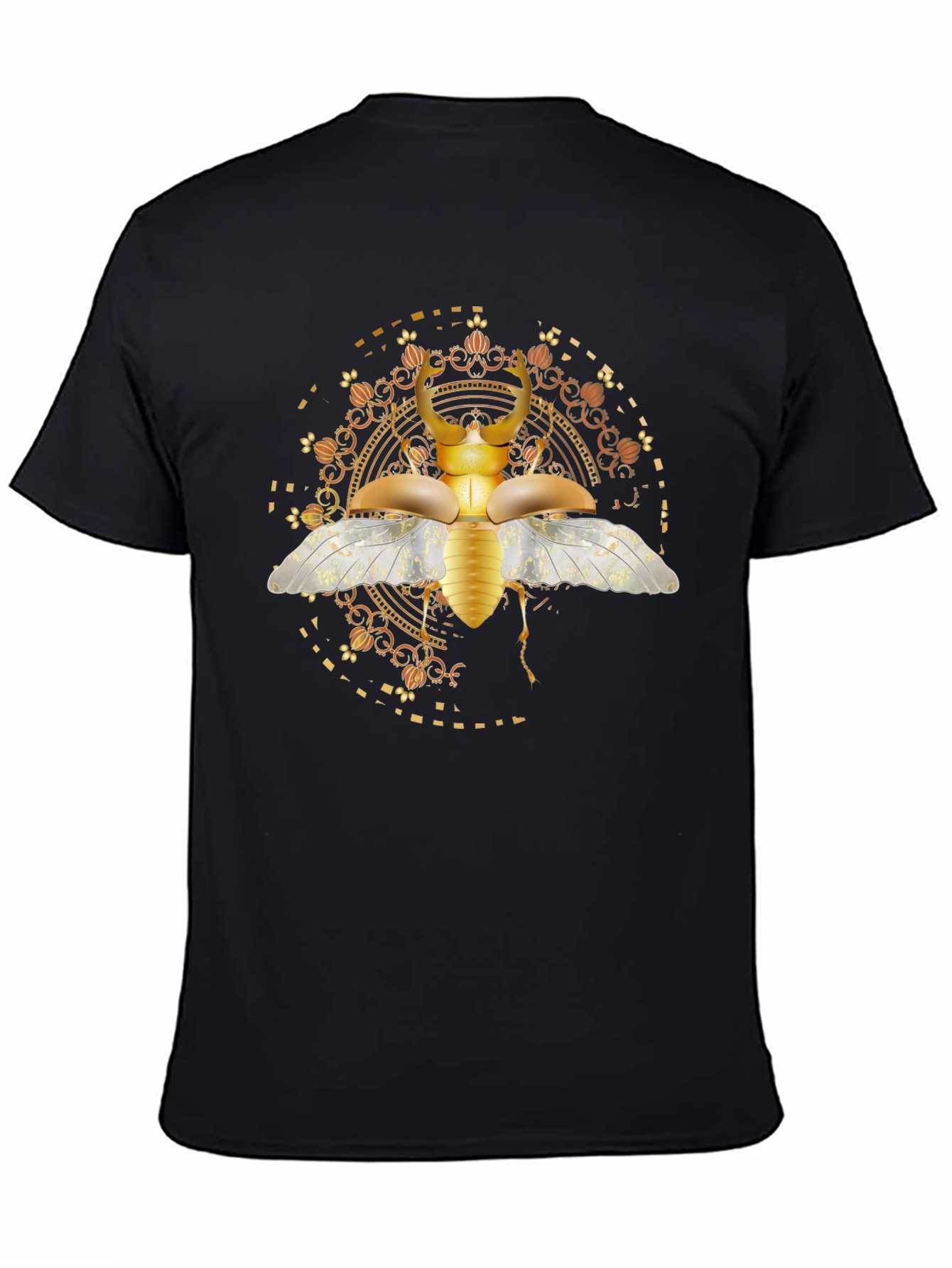 Black Golden Beetle Graphic T-Shirt view 4