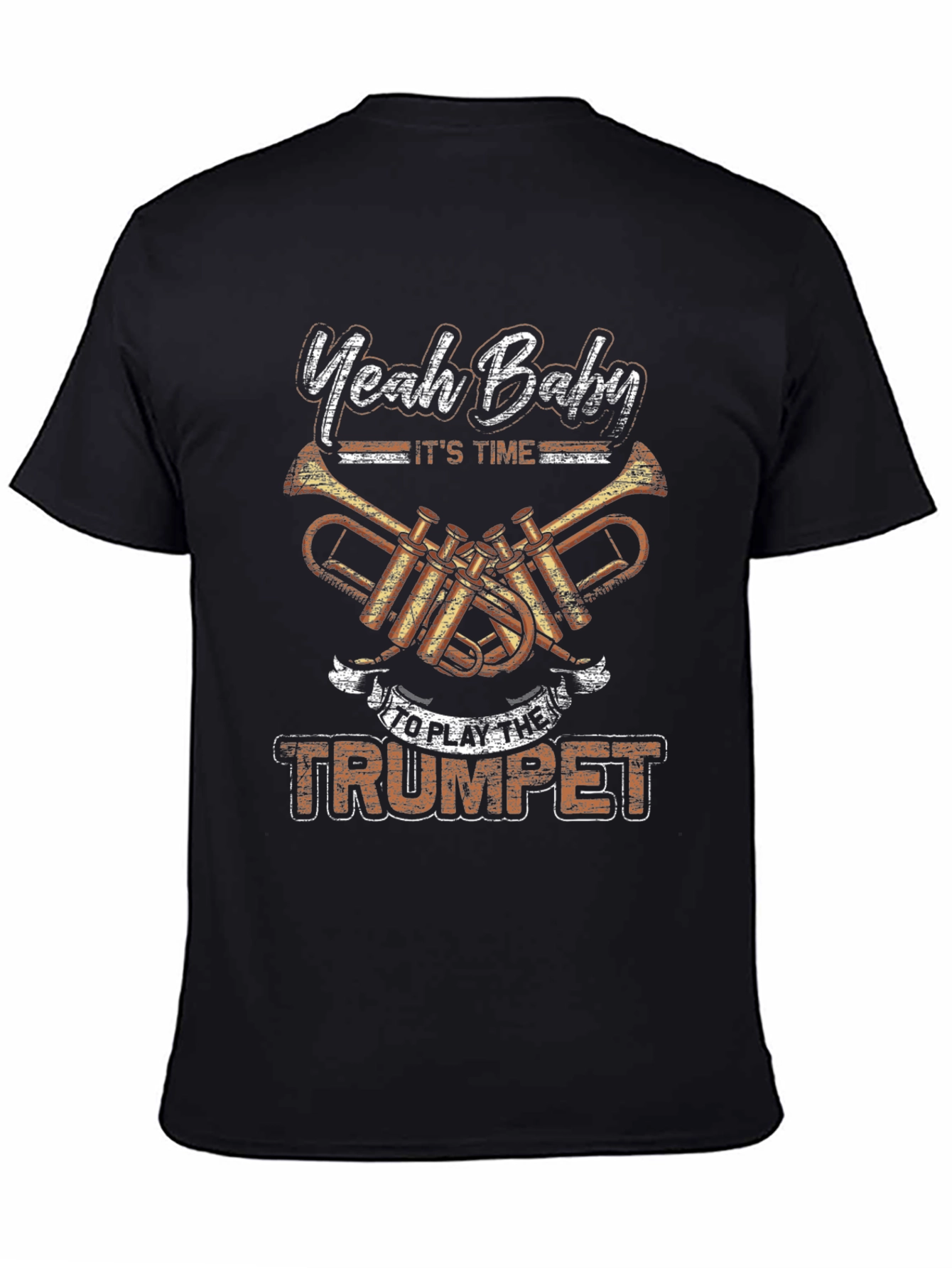 Black Yeah Baby Trumpet Player Black T-Shirt view 4