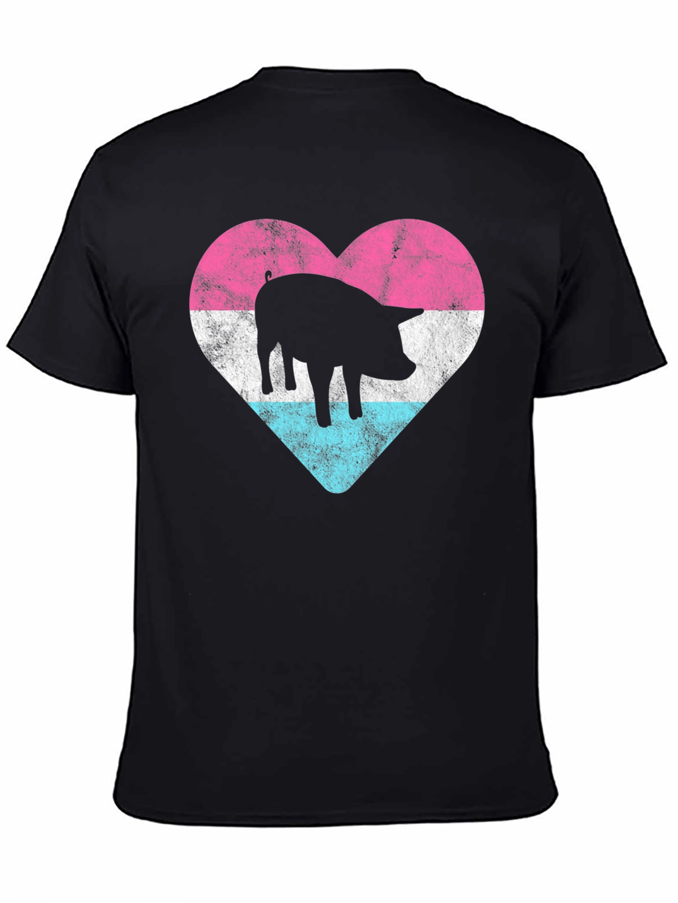 Black Pig Heart Graphic Tee - Black view 4