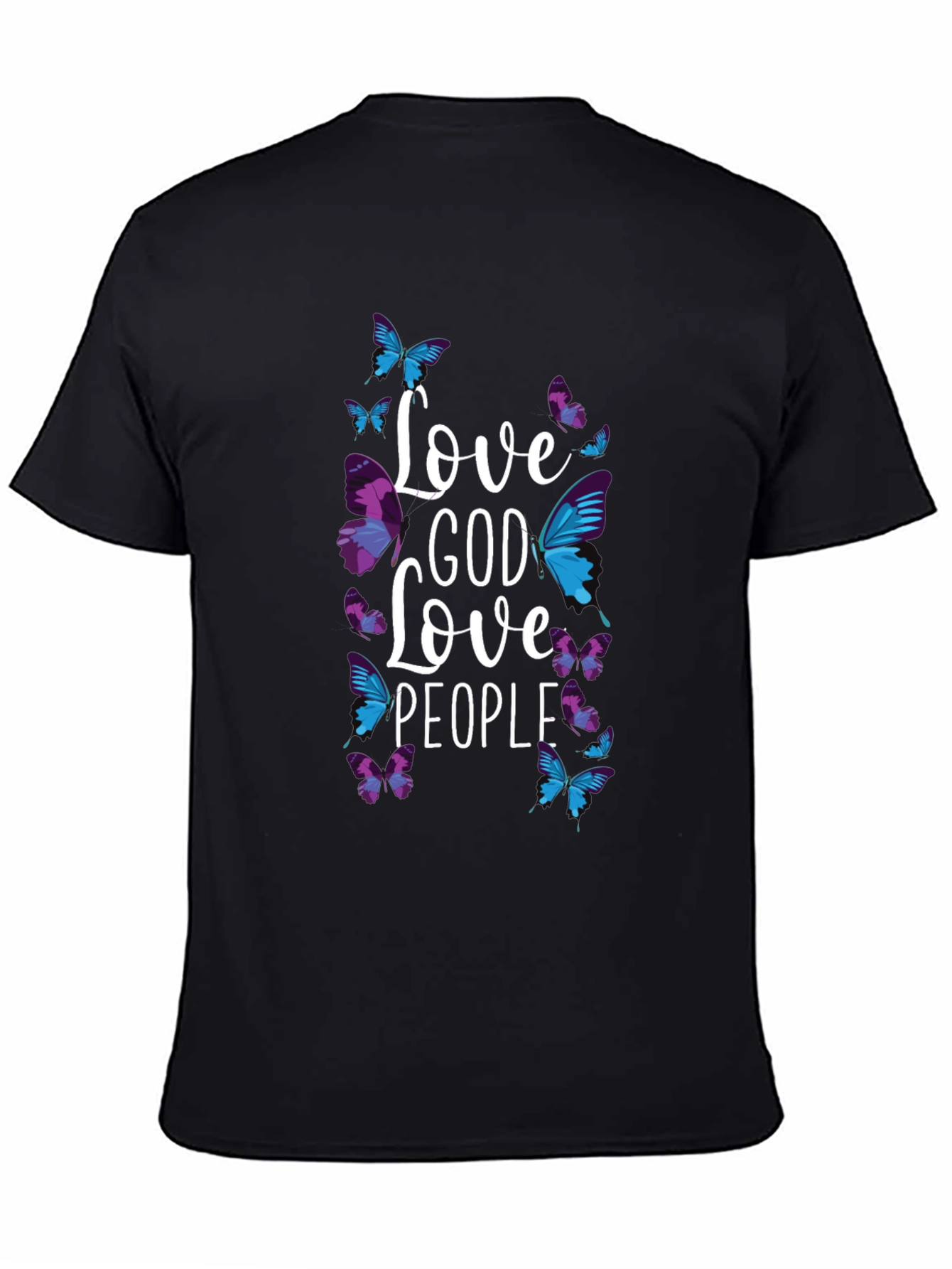 Black Love God Love People Butterfly Graphic Tee view 4