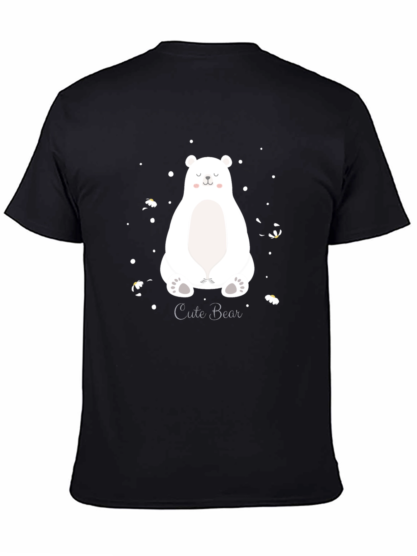 Black Cute Bear Graphic Print Men's Black T-Shirt view 4