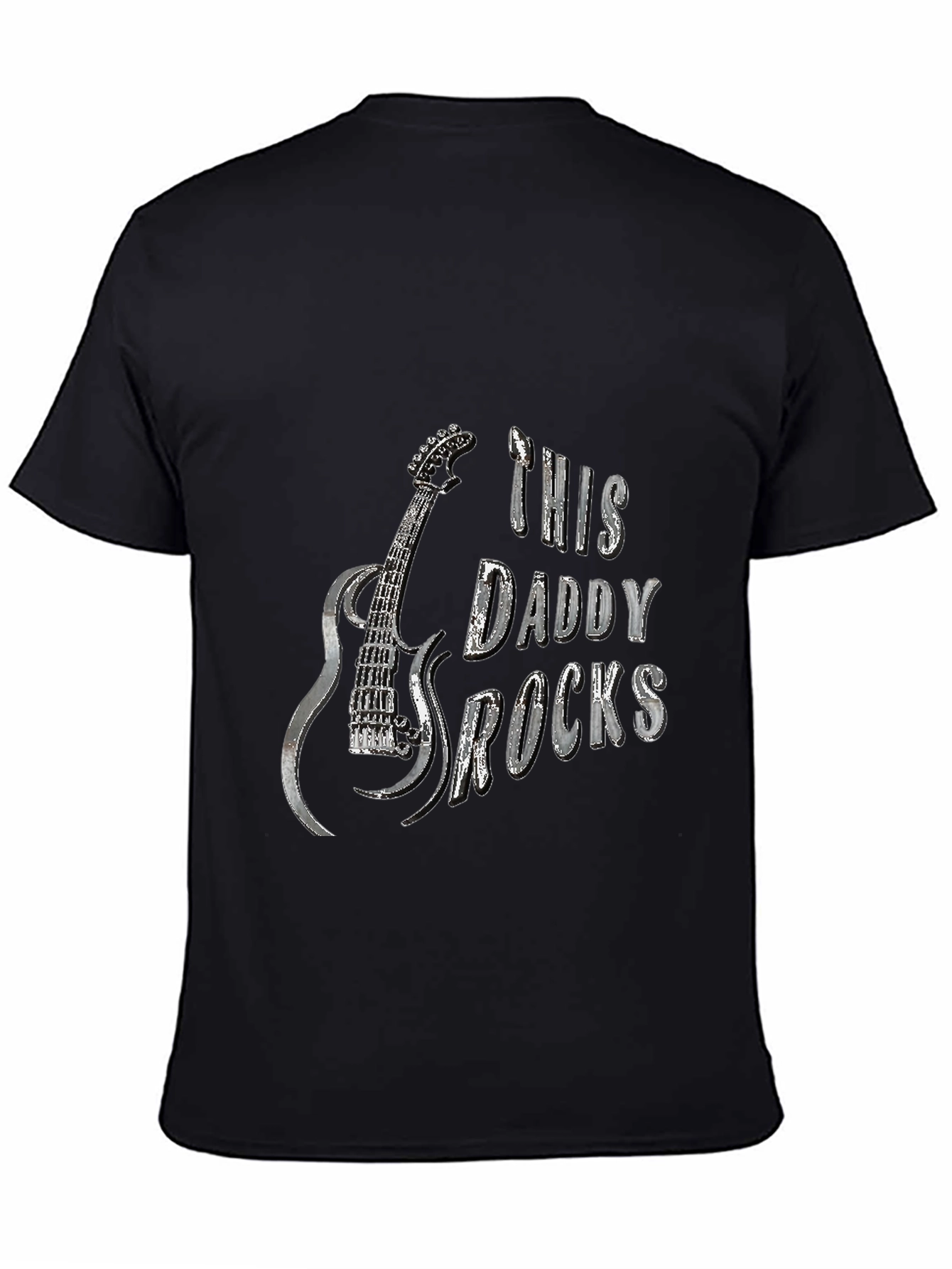 Black This Daddy Rocks T-Shirt - Guitar Graphic Tee view 4