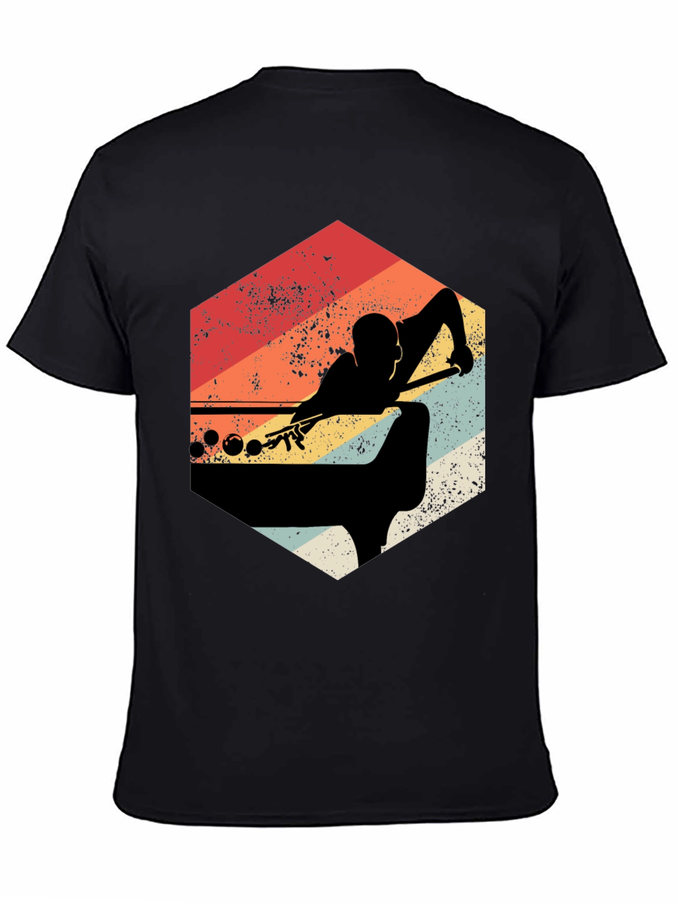 Black Vintage Billiards Player Graphic T-Shirt view 4