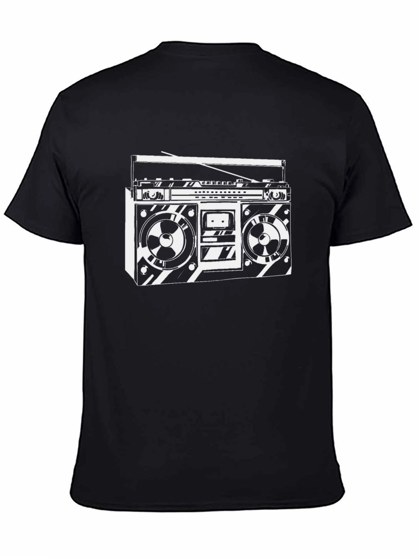 Black Retro Boombox Graphic Tee - Vintage Style Black T-Shirt view 4