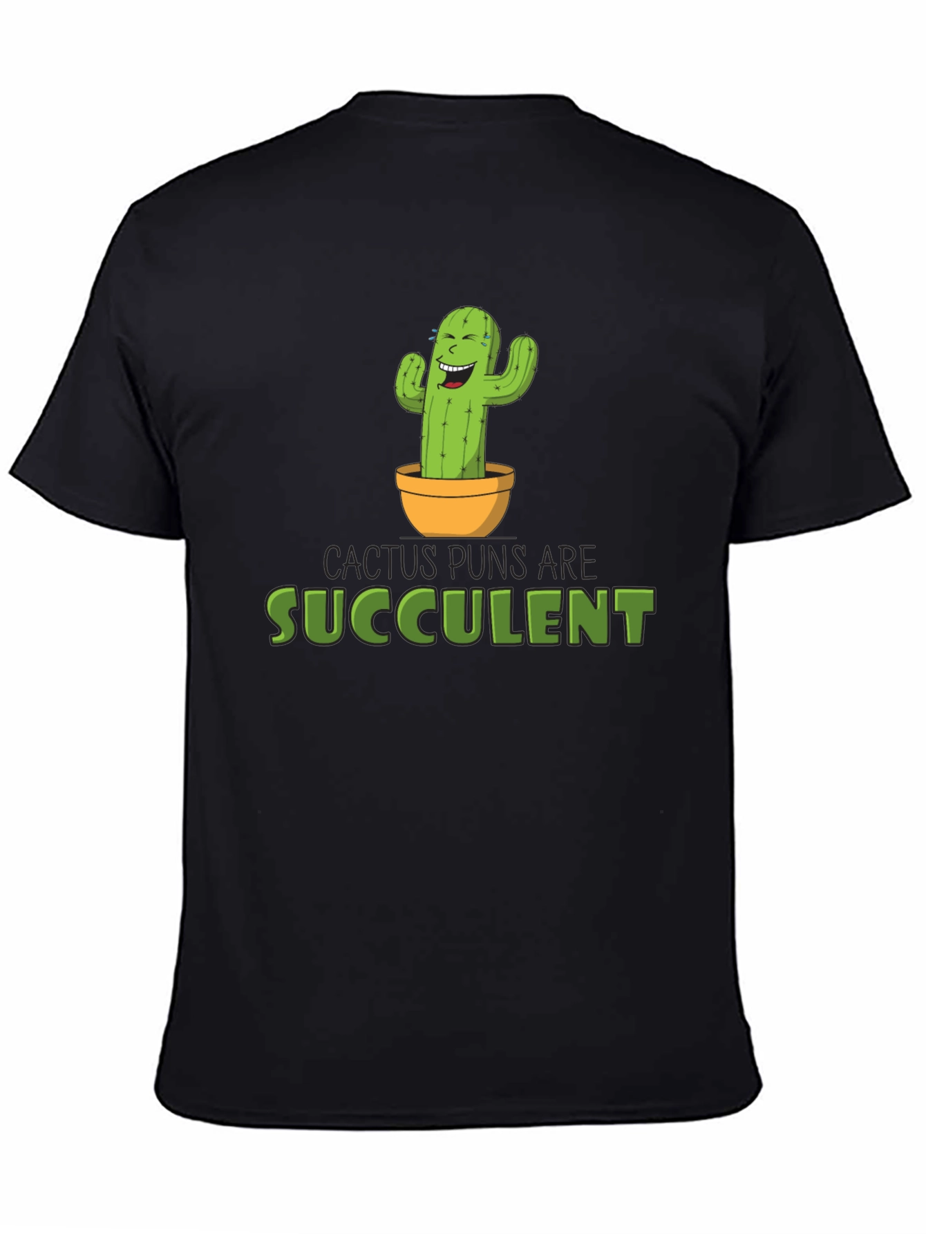 Black Cactus Puns Are Succulent Black Graphic Tee view 4