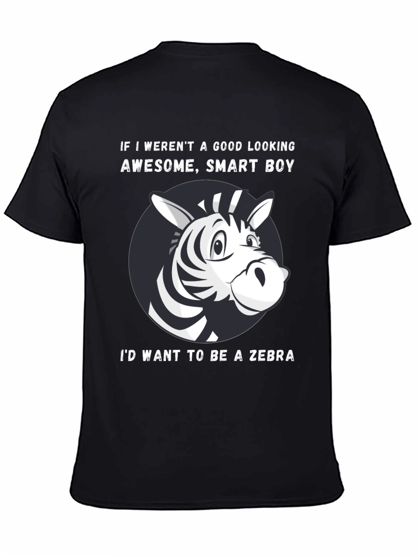 Black Funny Zebra Graphic T-Shirt view 4
