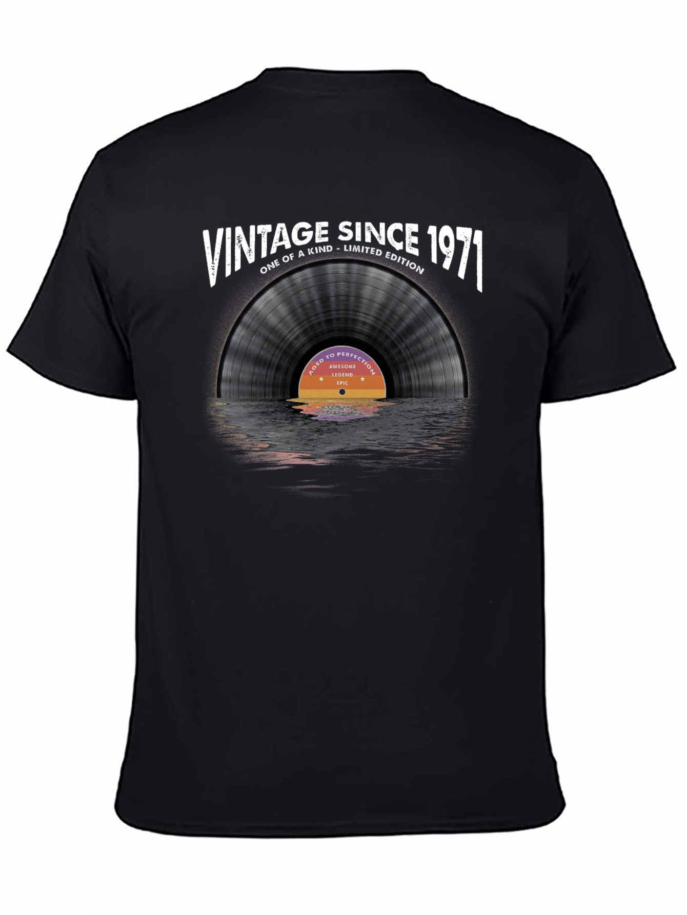 Black Vintage Since 1971 Record Graphic T-Shirt view 4