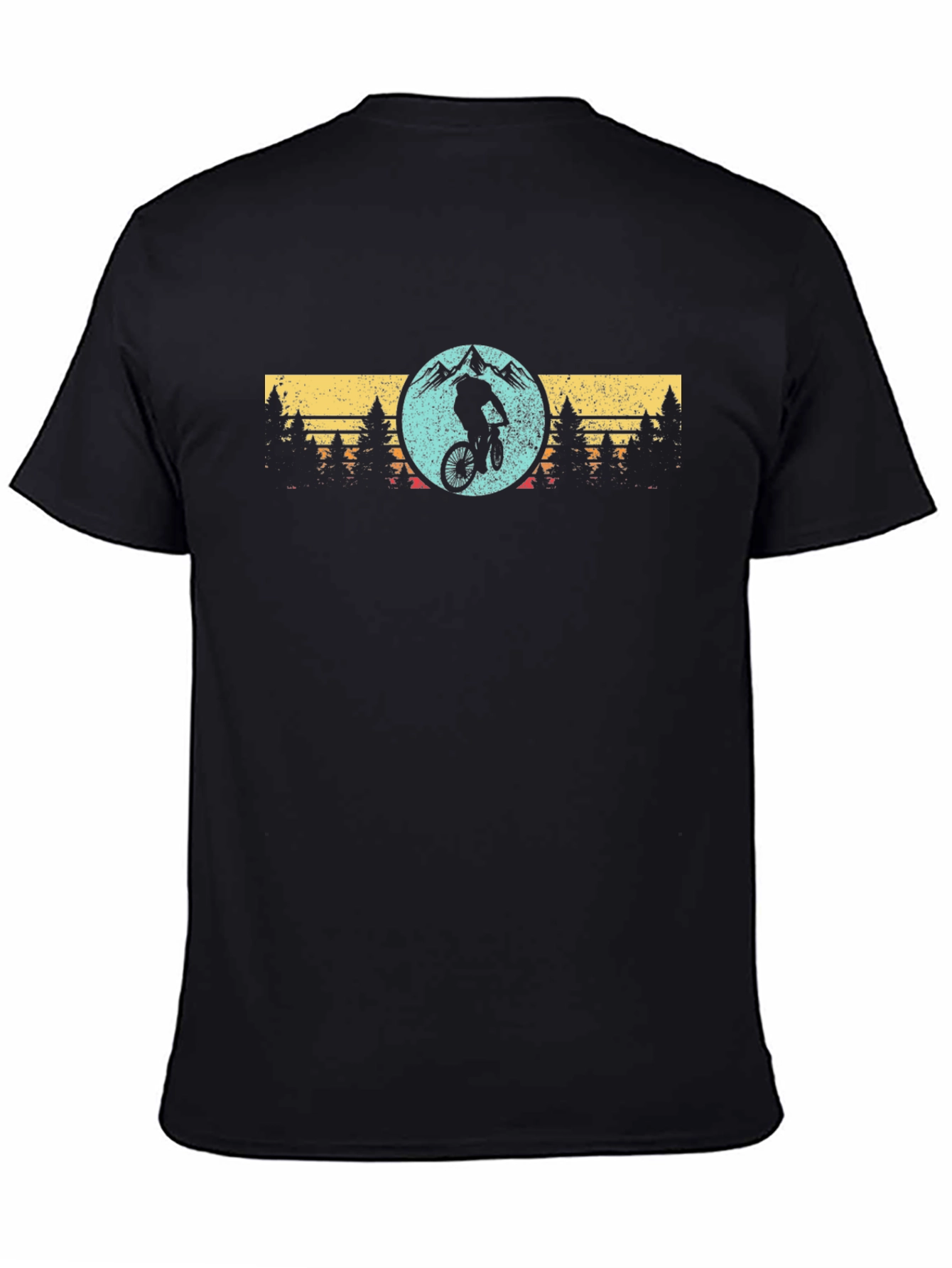 Black Mountain Biker Silhouette Graphic T-Shirt view 4