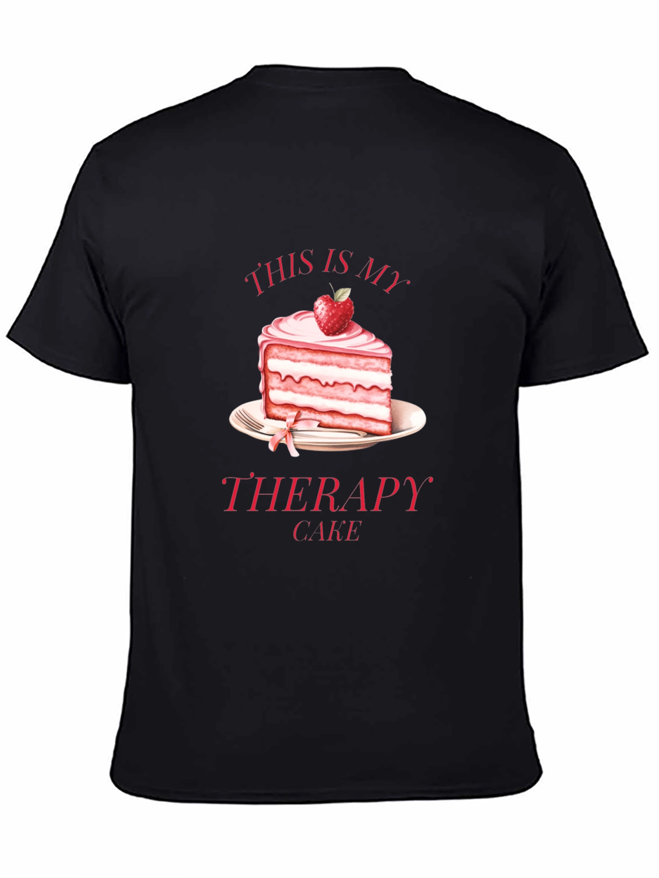 Black Therapy Cake T-Shirt - Funny Foodie Tee view 4