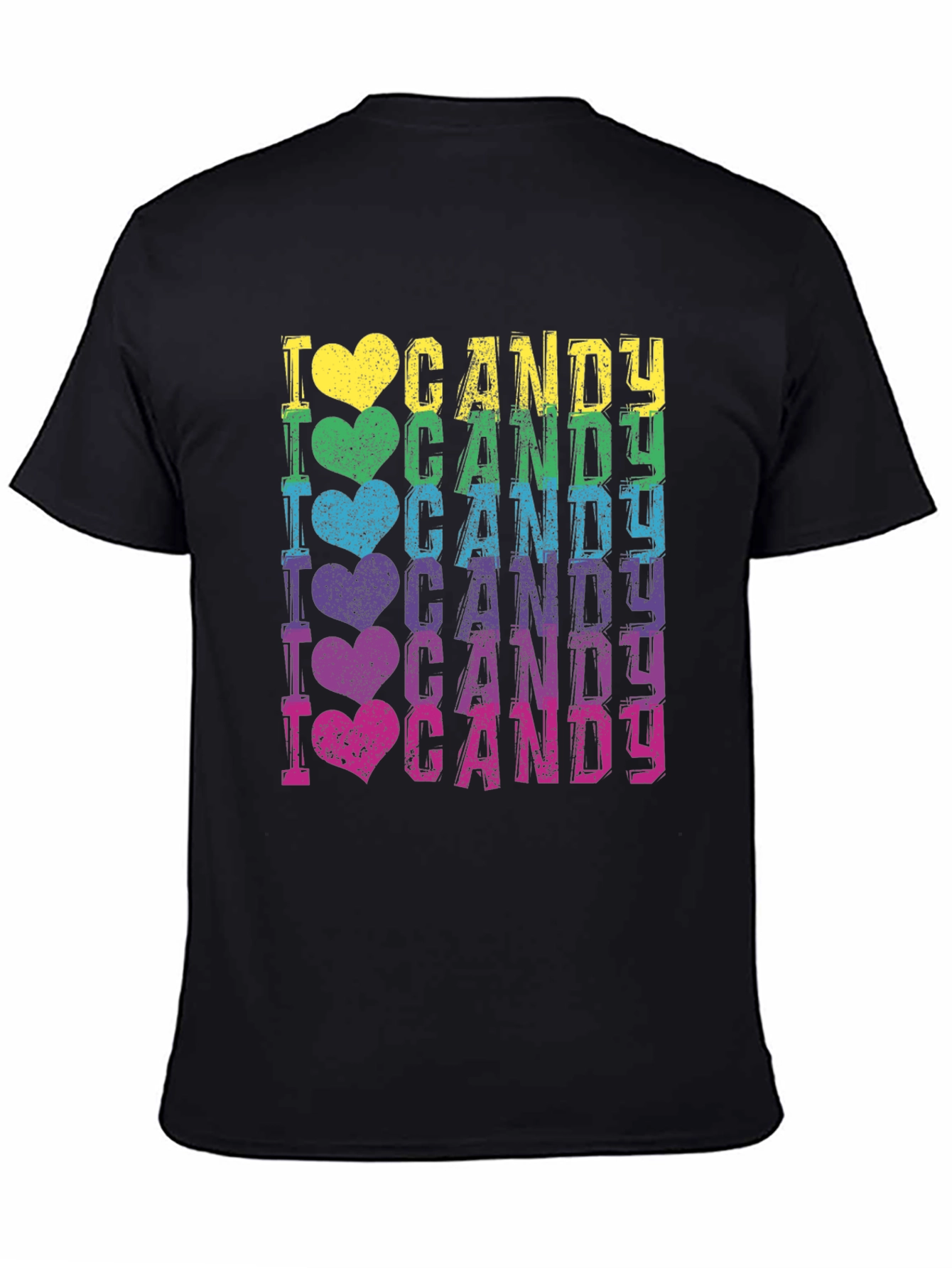 Black I Heart Candy Black T-Shirt - Rainbow Colors view 4