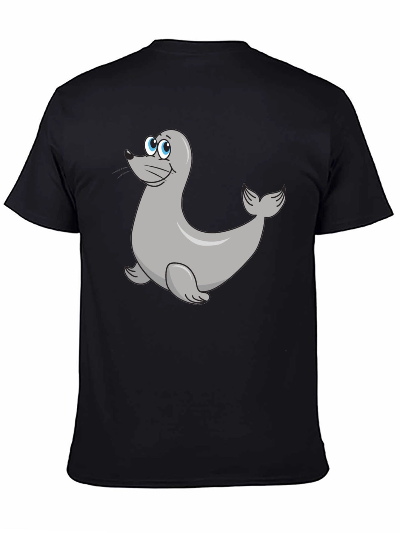 Black Seal Cartoon Black T-Shirt view 4