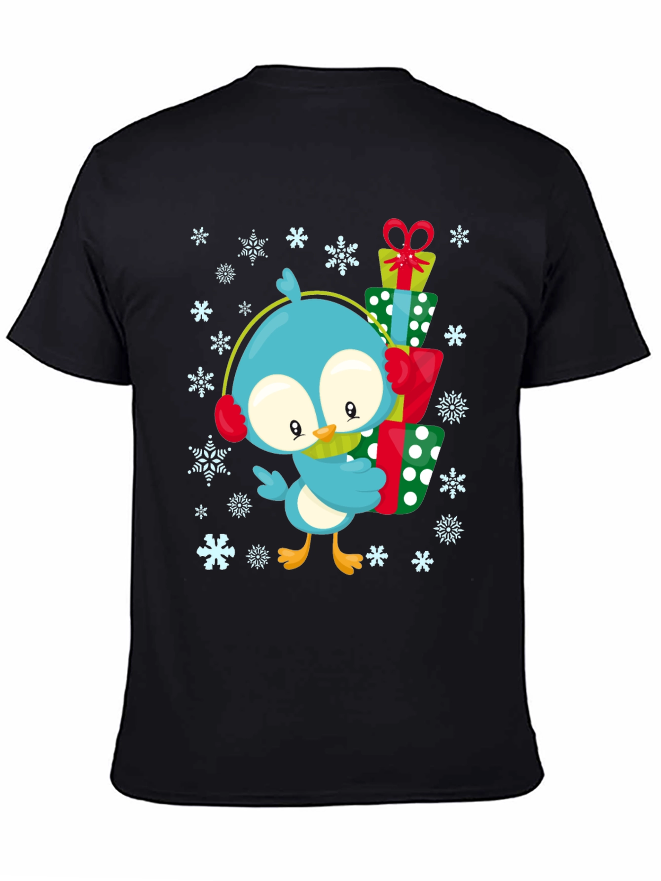 Black Festive Bird Gift T-Shirt - Holiday Cheer view 4