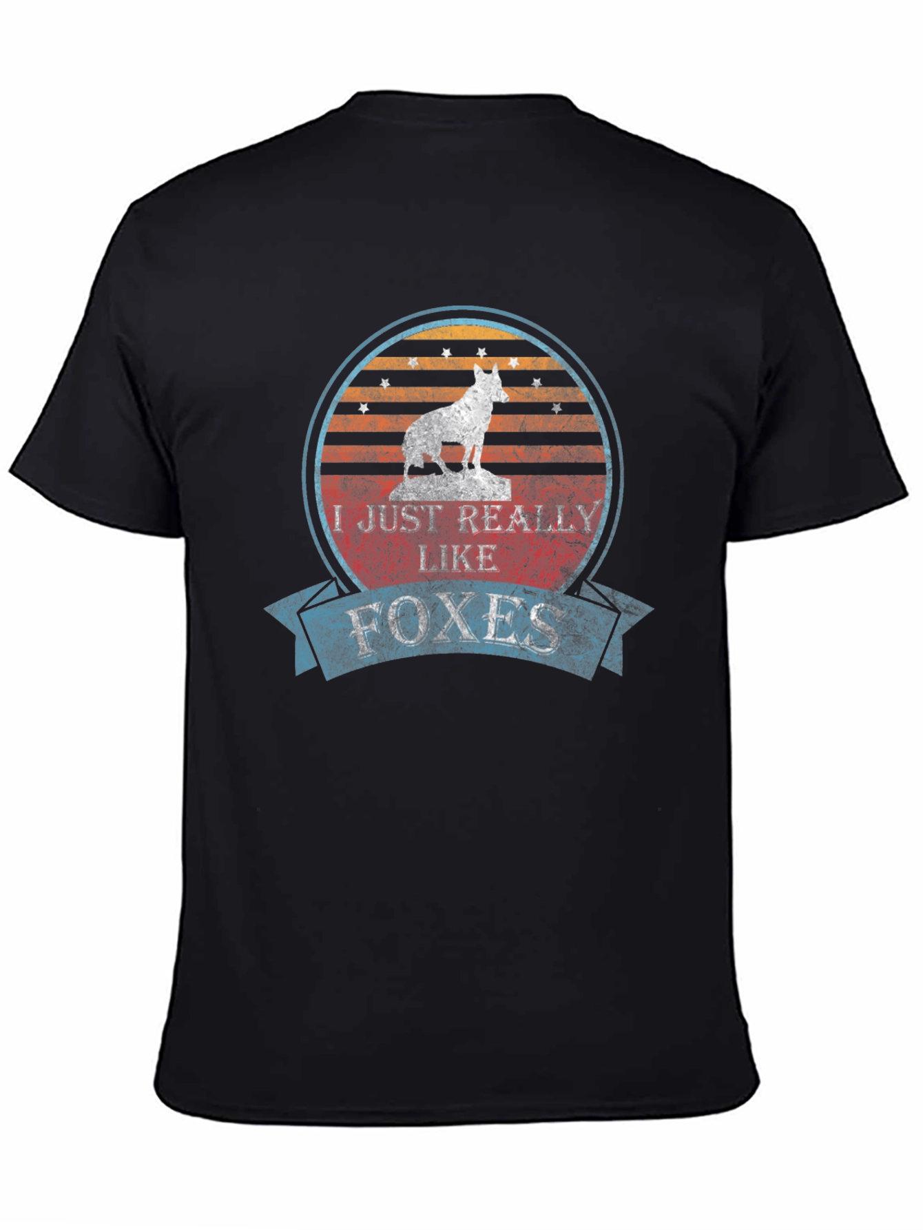 Black Fox Lover T-Shirt - Vintage Style Design view 4