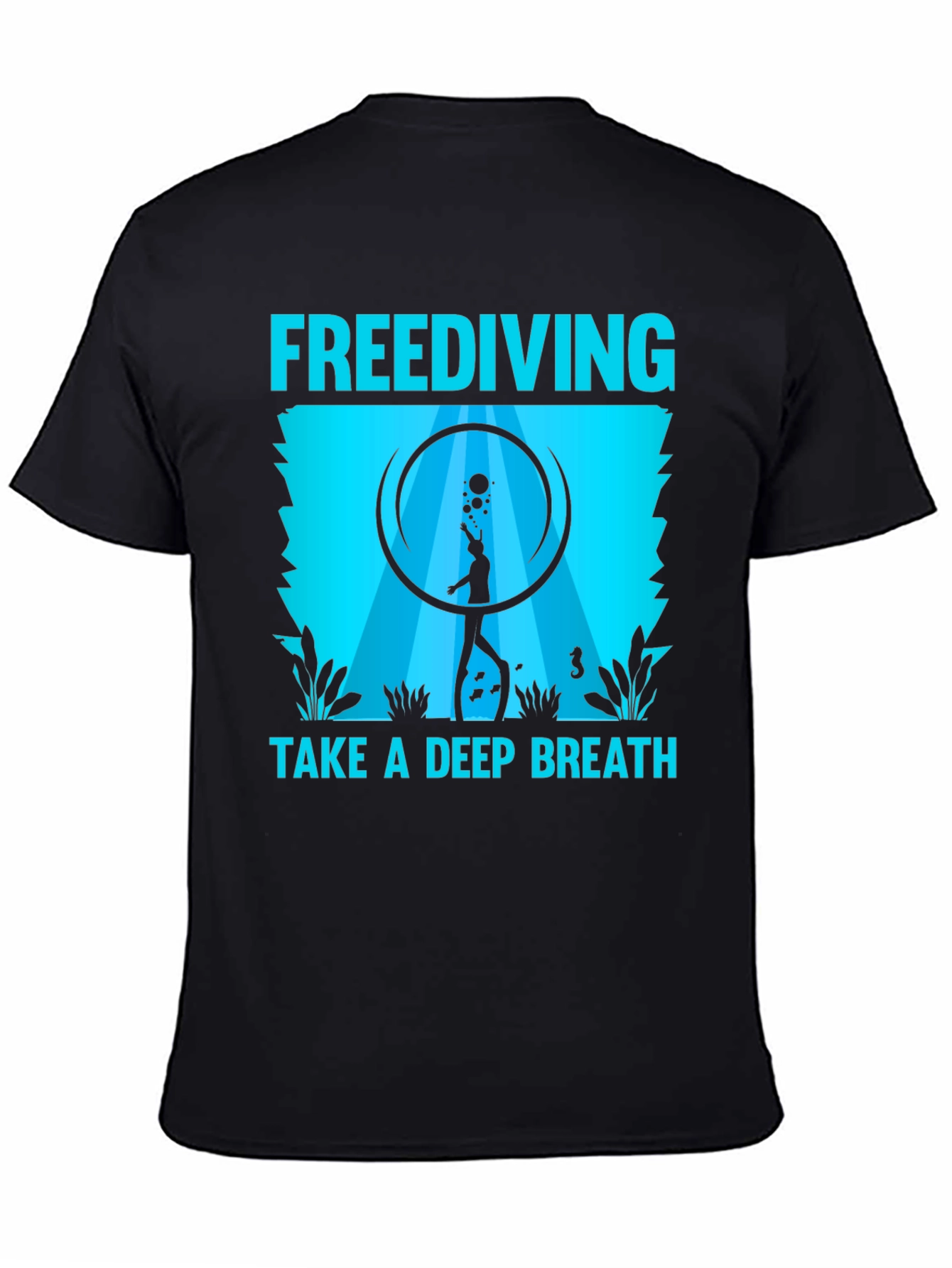 Black Freediving Take a Deep Breath Graphic T-Shirt view 4