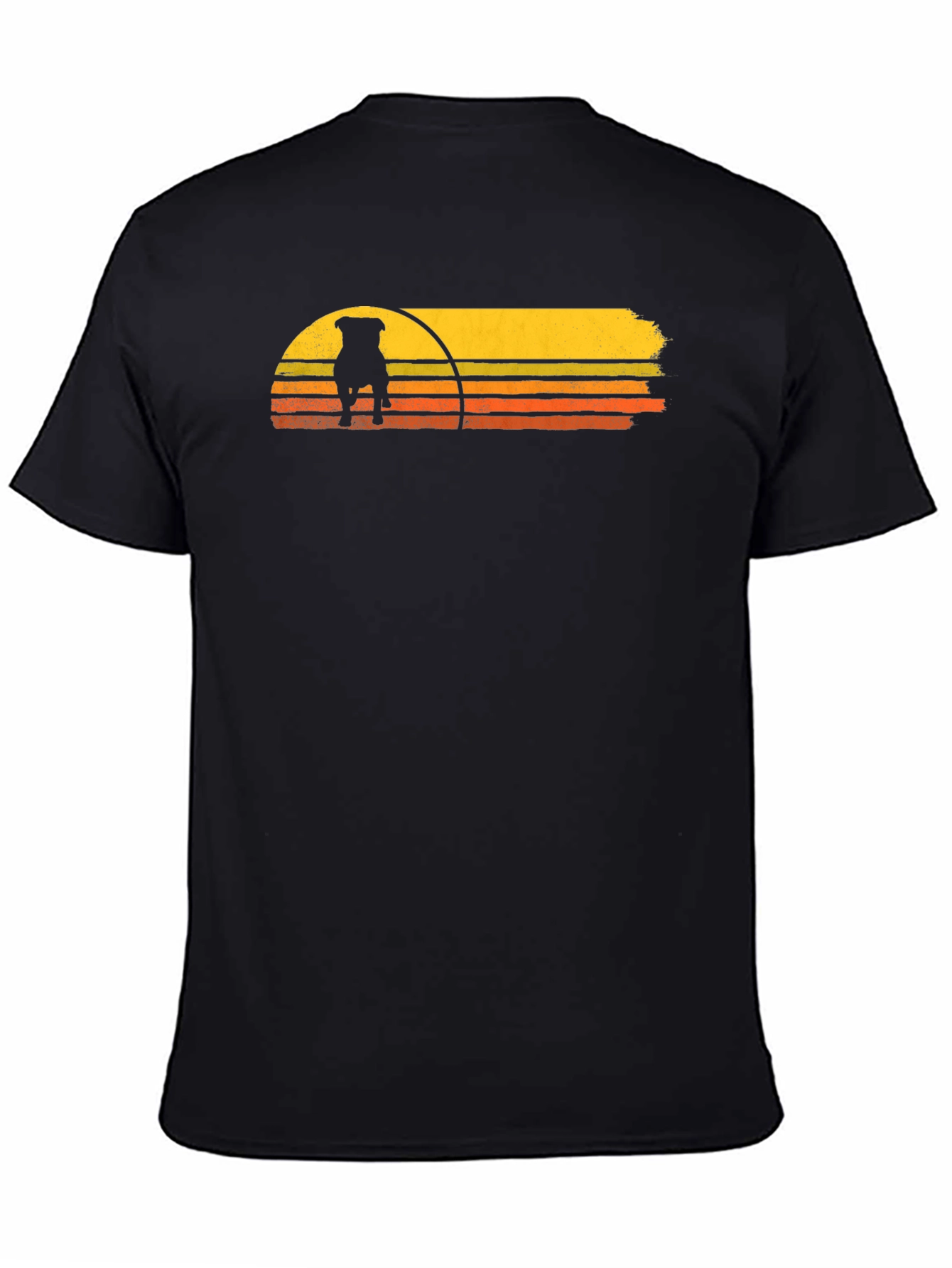 Black Retro Dog Sunset Graphic Tee - Black view 4
