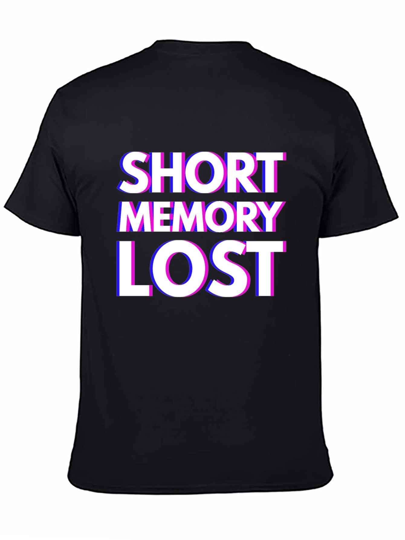 Black Short Memory Lost Graphic Tee - Novelty Humor T-Shirt view 4