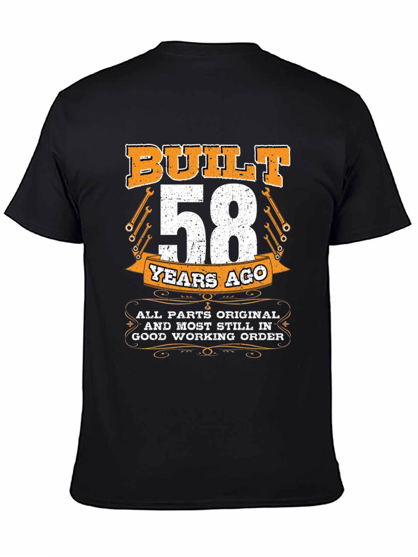 Black Built 58 Years Ago T-Shirt - All Original Parts view 4
