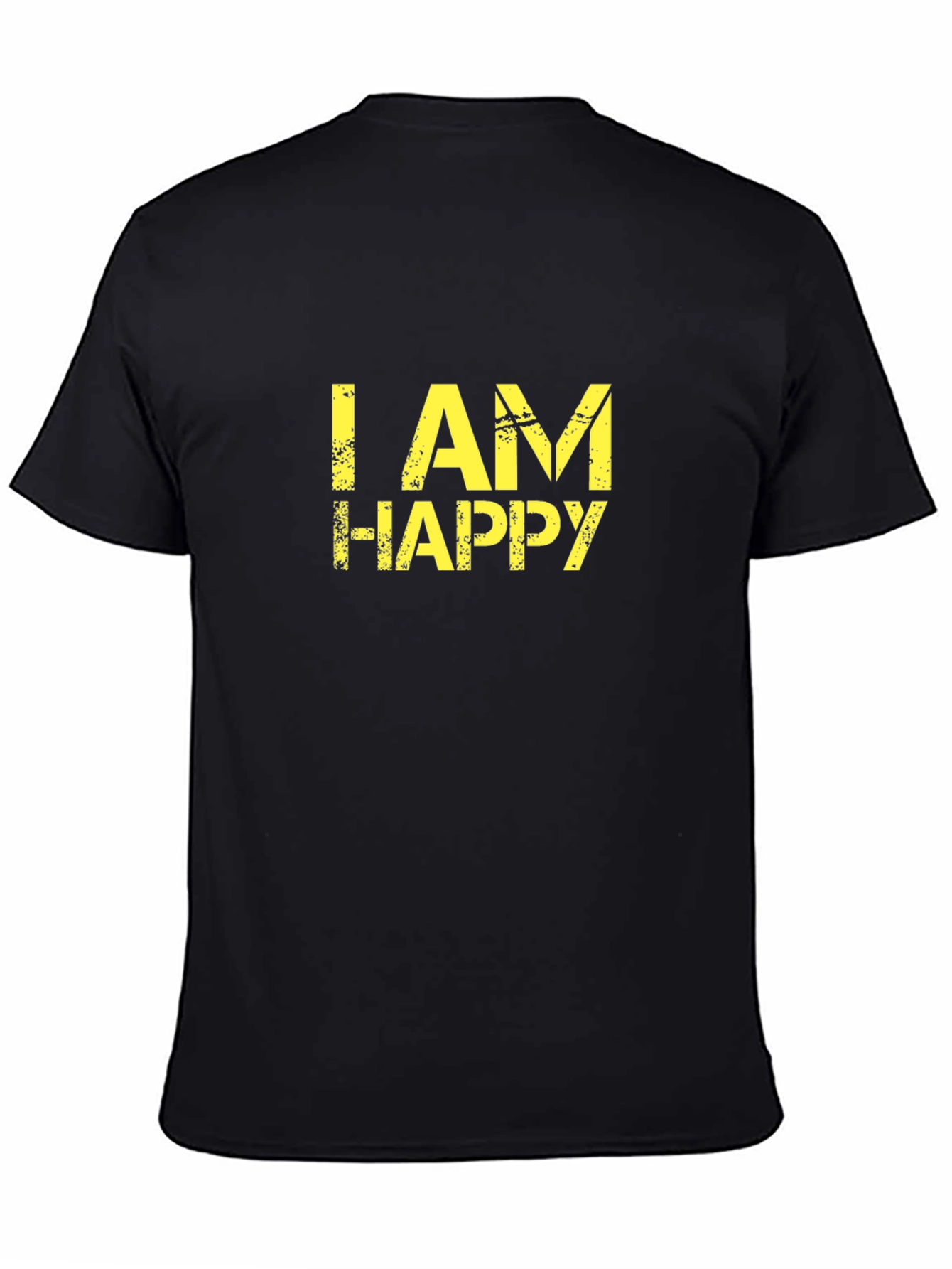 Black I Am Happy Graphic Tee - Black Cotton T-Shirt view 4