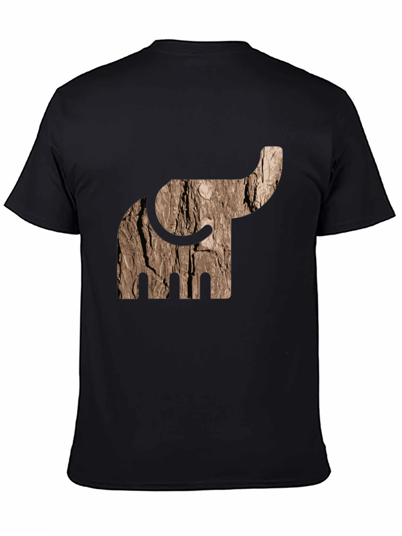 Black Abstract Elephant Tree Bark Print Black T-Shirt view 4