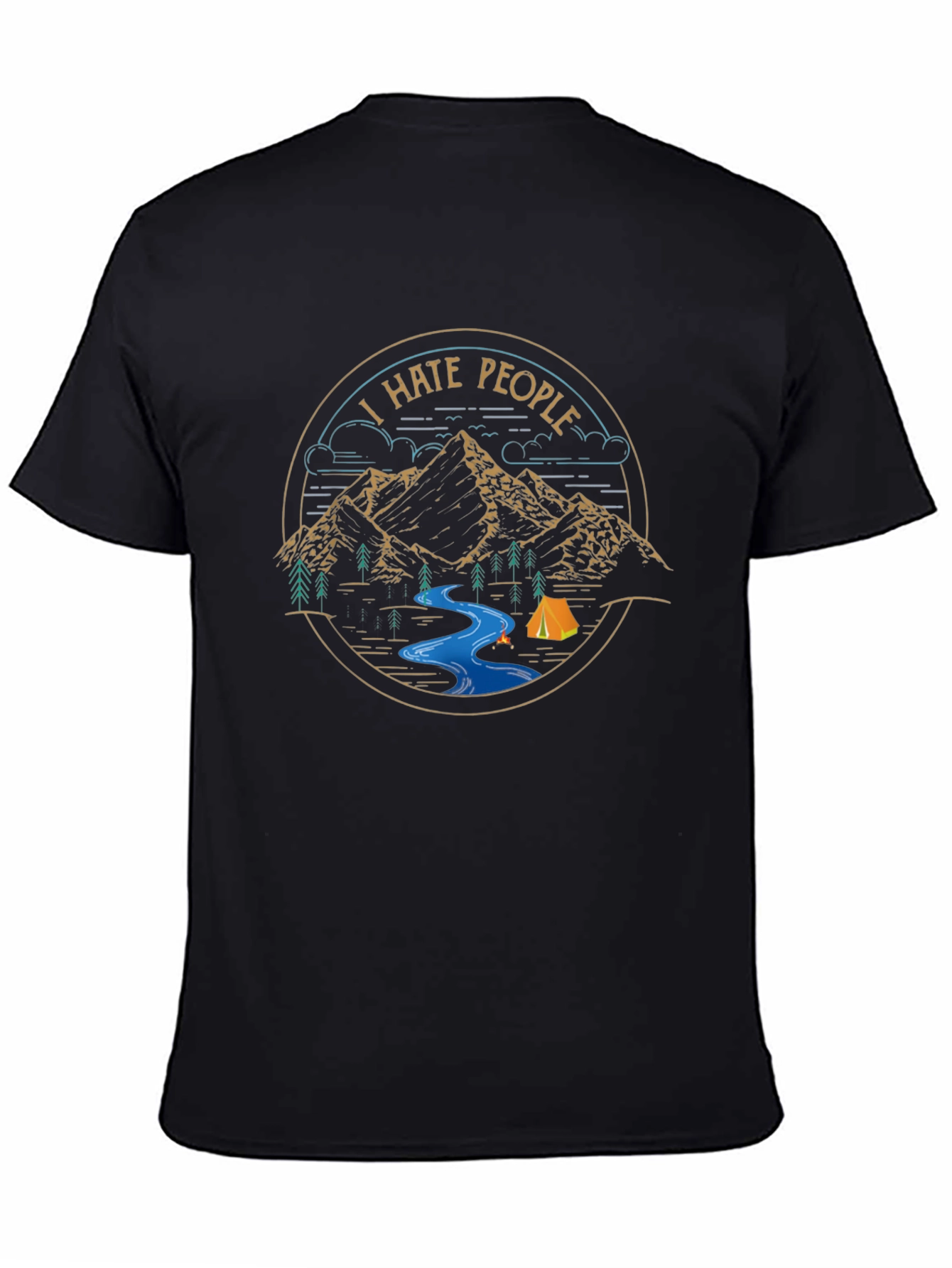 Black I Hate People Camping T-Shirt view 4