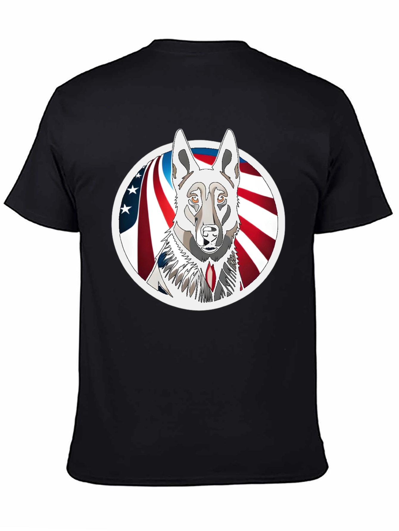 Black Patriotic Dog Graphic Tee - Unisex Black T-Shirt view 4