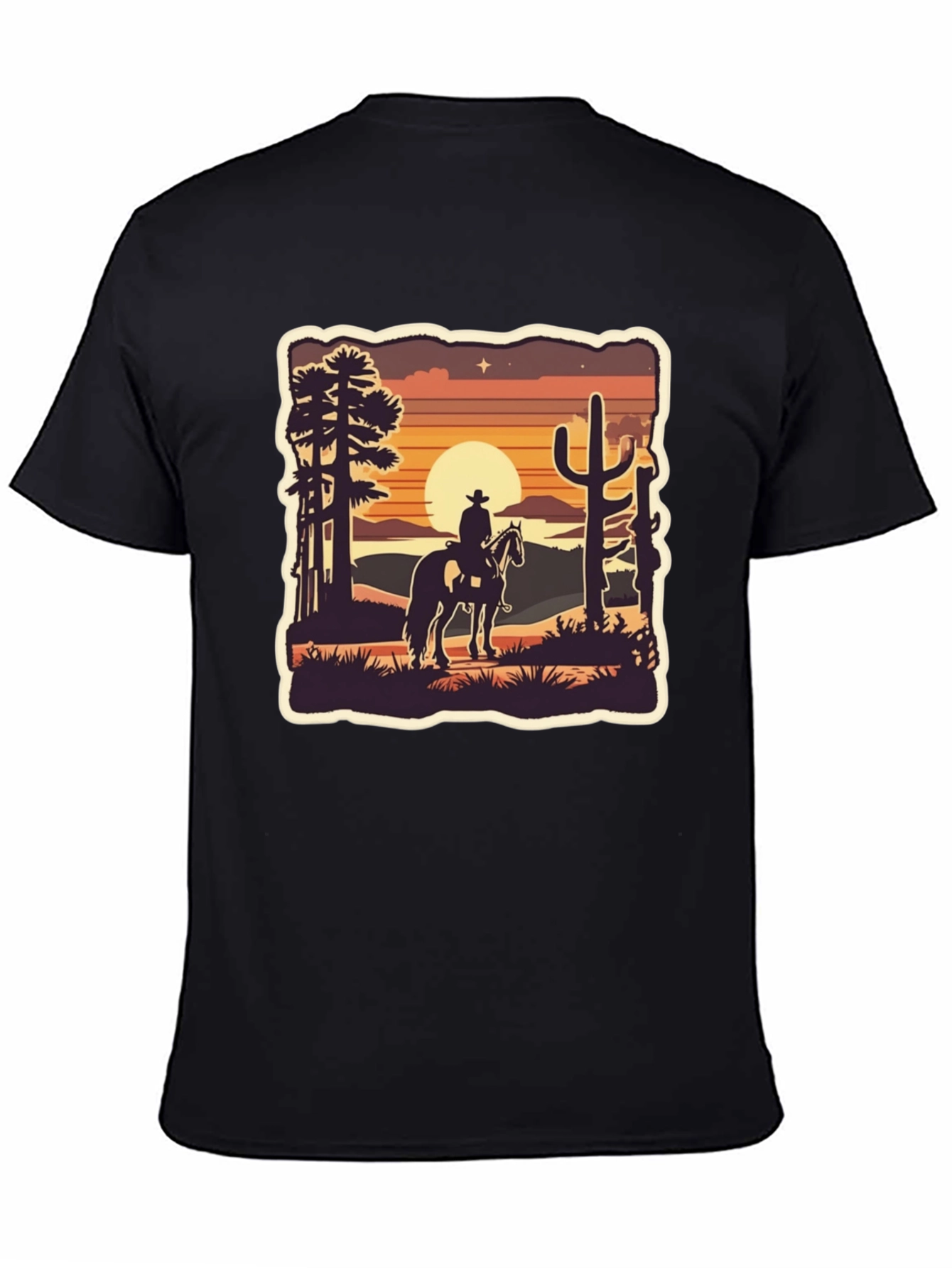 Black Western Cowboy Desert T-Shirt view 4