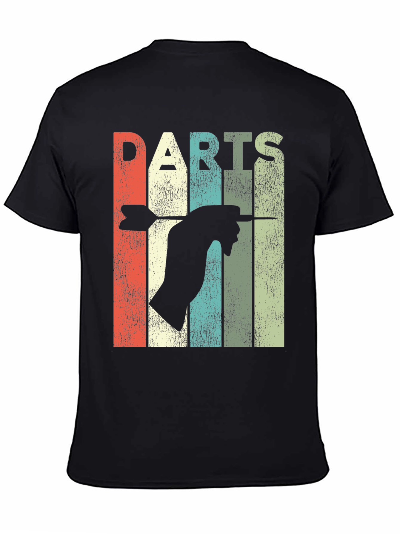 Black Vintage Darts T-Shirt - Retro Dart Throwing Design view 4