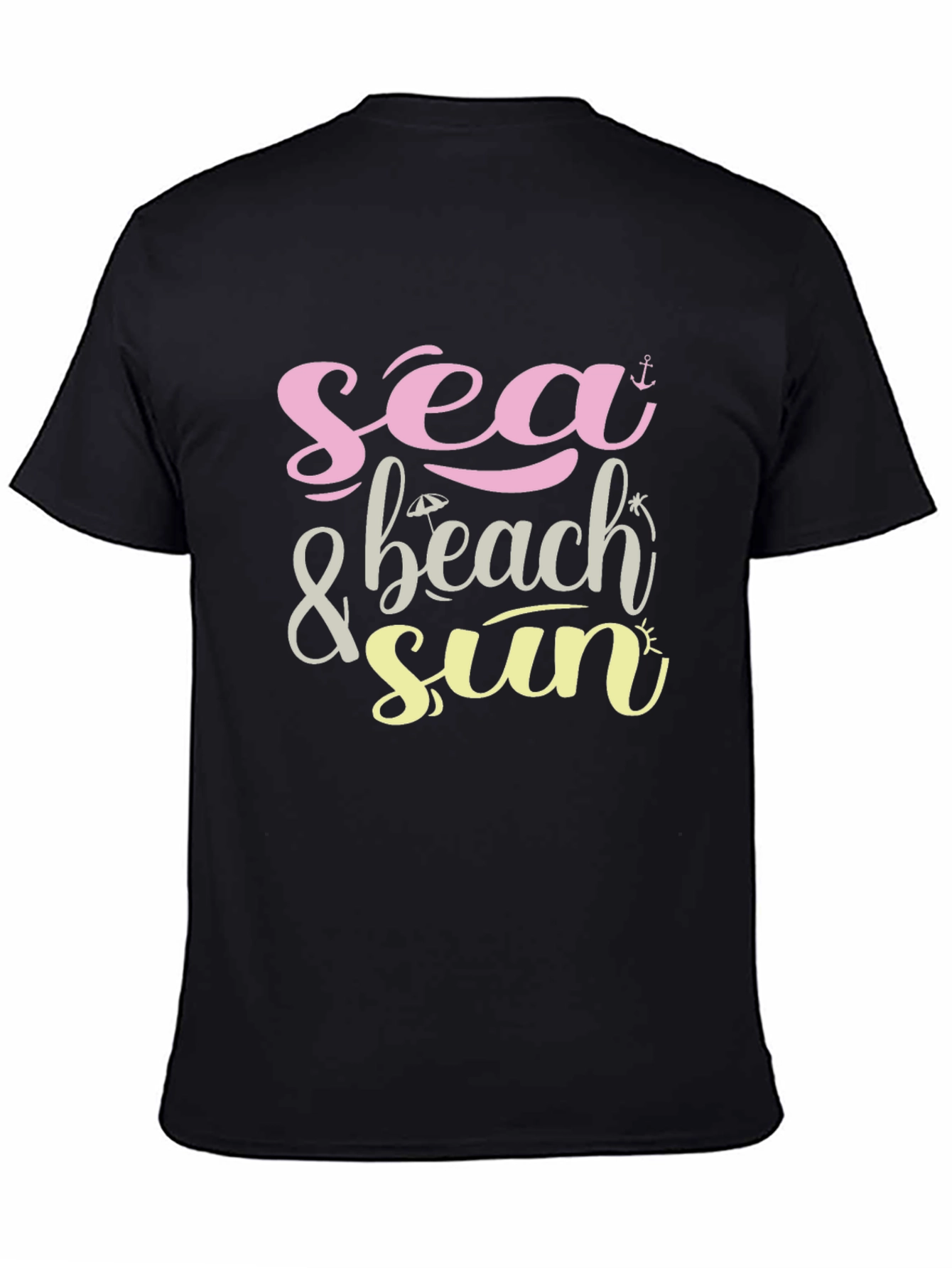 Black Sea & Beach Sun Graphic Black T-Shirt view 4