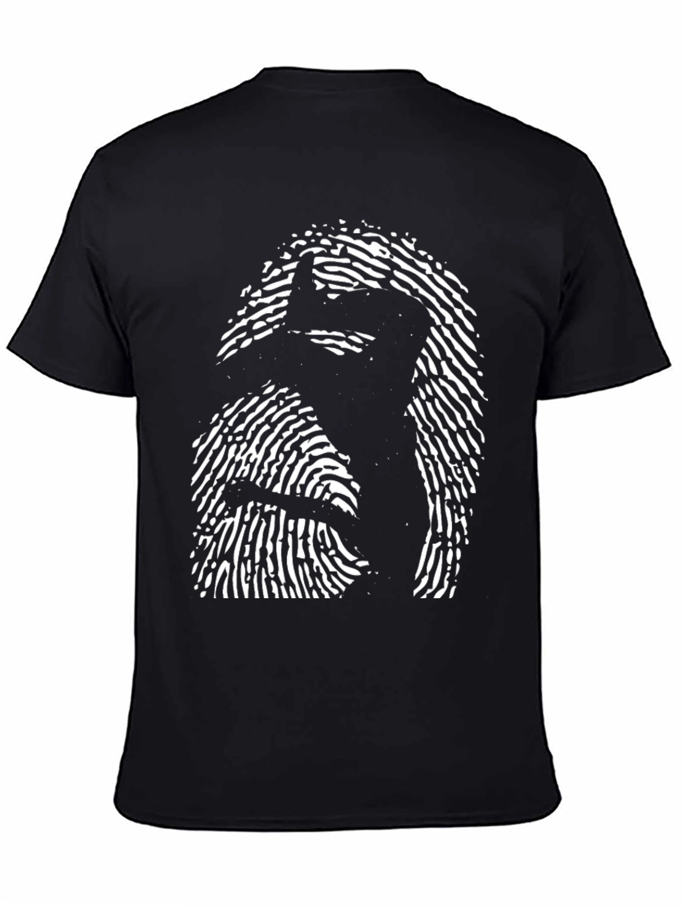 Black Fingerprint Silhouette Black T-Shirt view 4