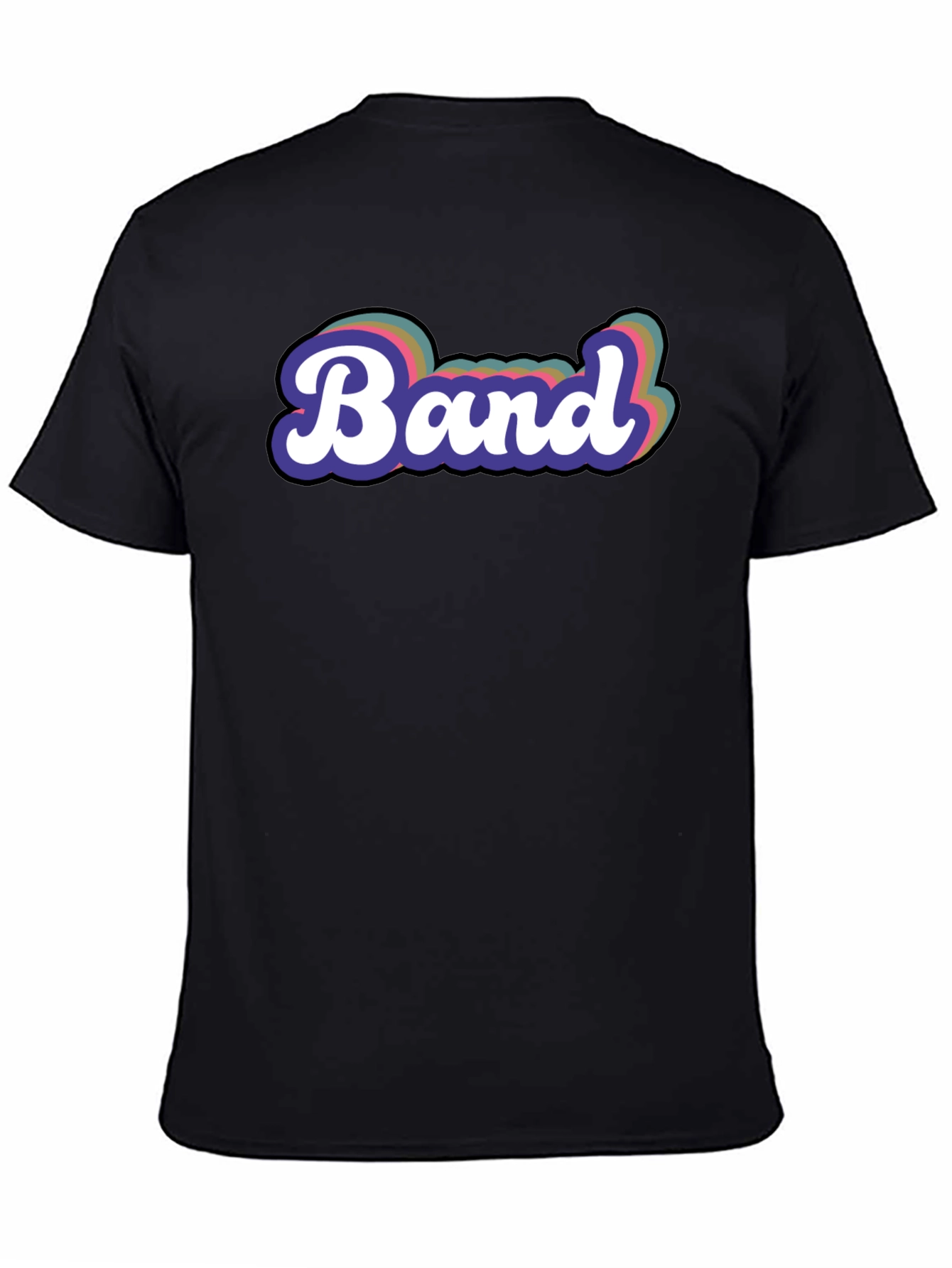Black Retro "Band" Graphic Tee - Classic Style view 4