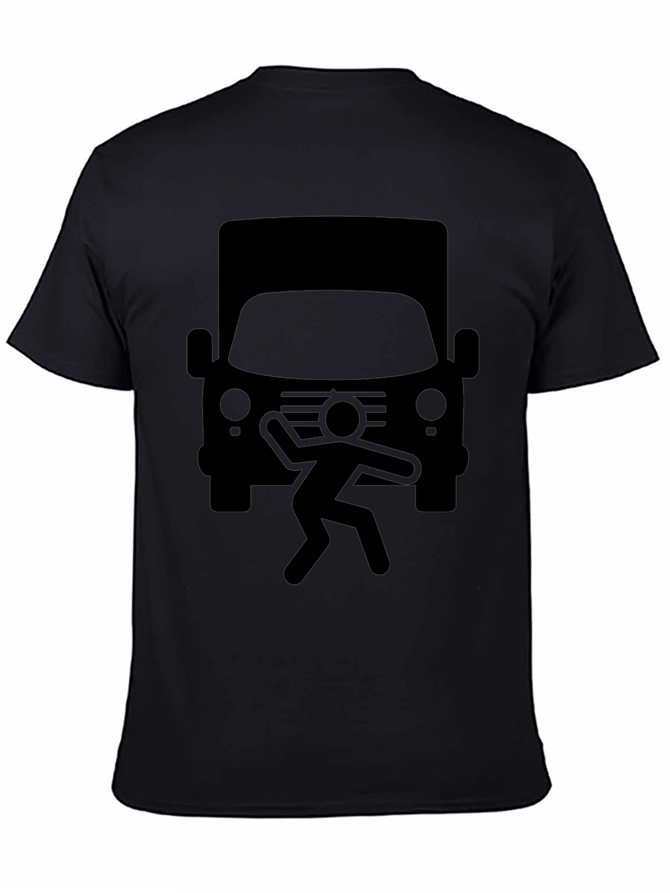 Black Truck vs Man Humor T-Shirt view 4