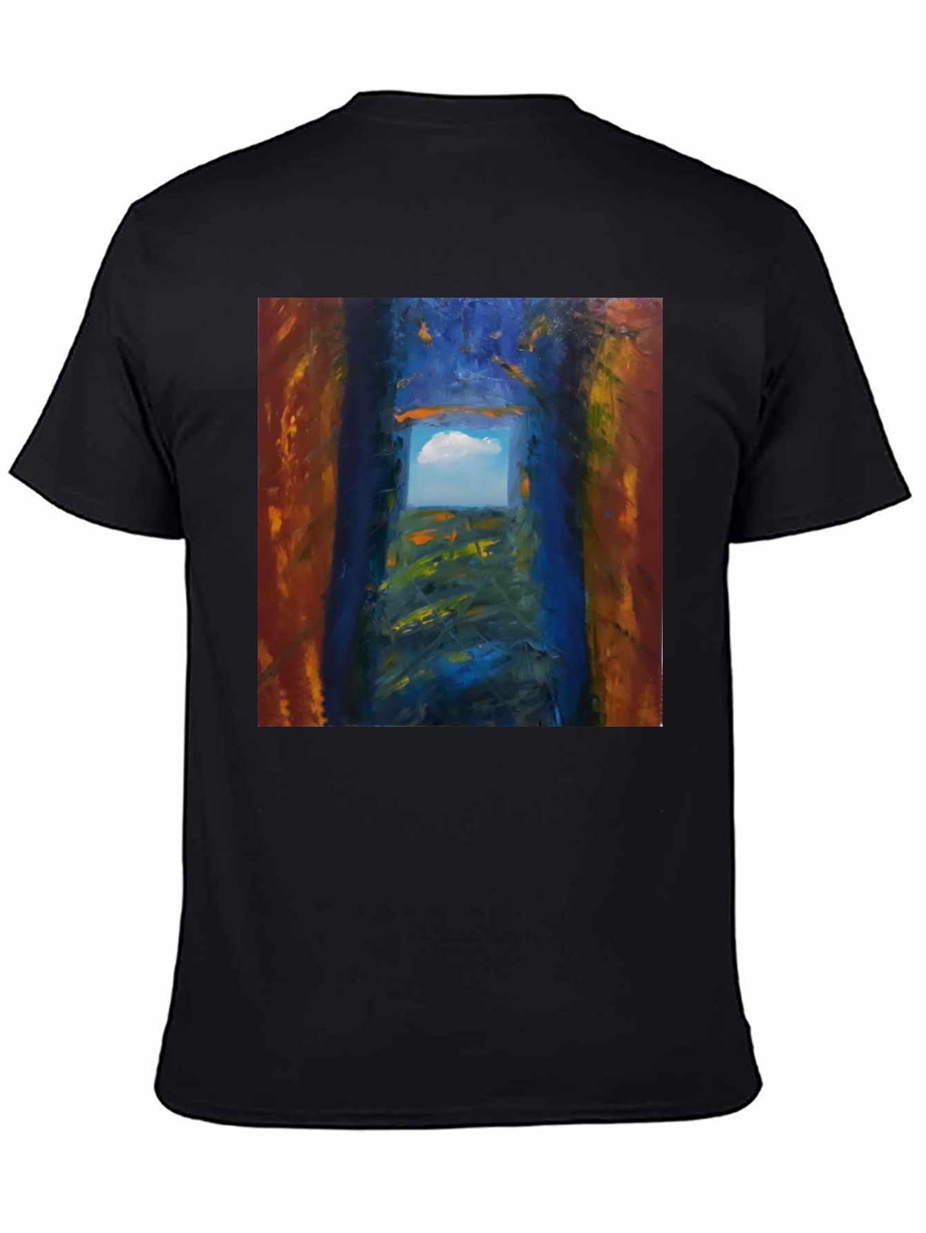 Black Abstract Art T-Shirt - Artistic Landscape Print view 4