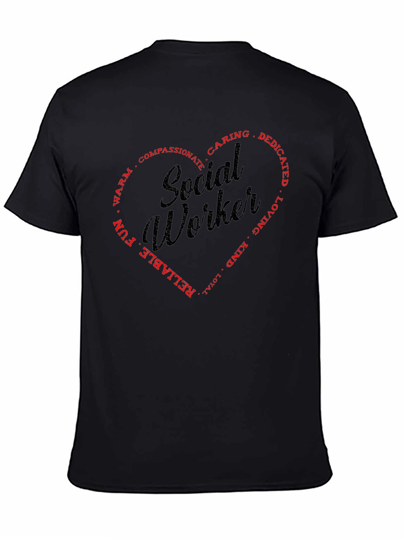 Black Social Worker Heart Graphic T-Shirt - Black view 4