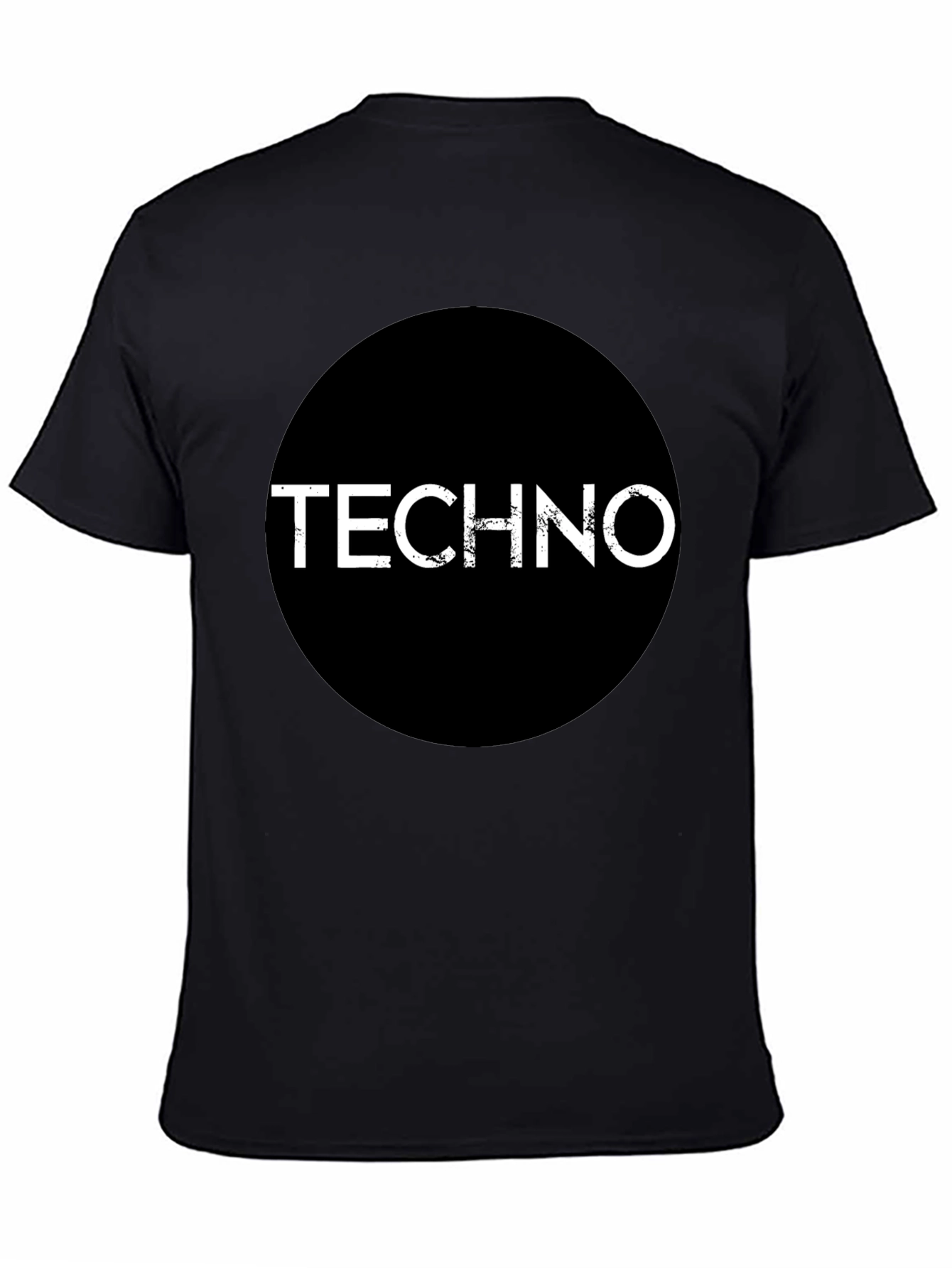 Black Techno Music Graphic T-Shirt - Black Round Design view 4