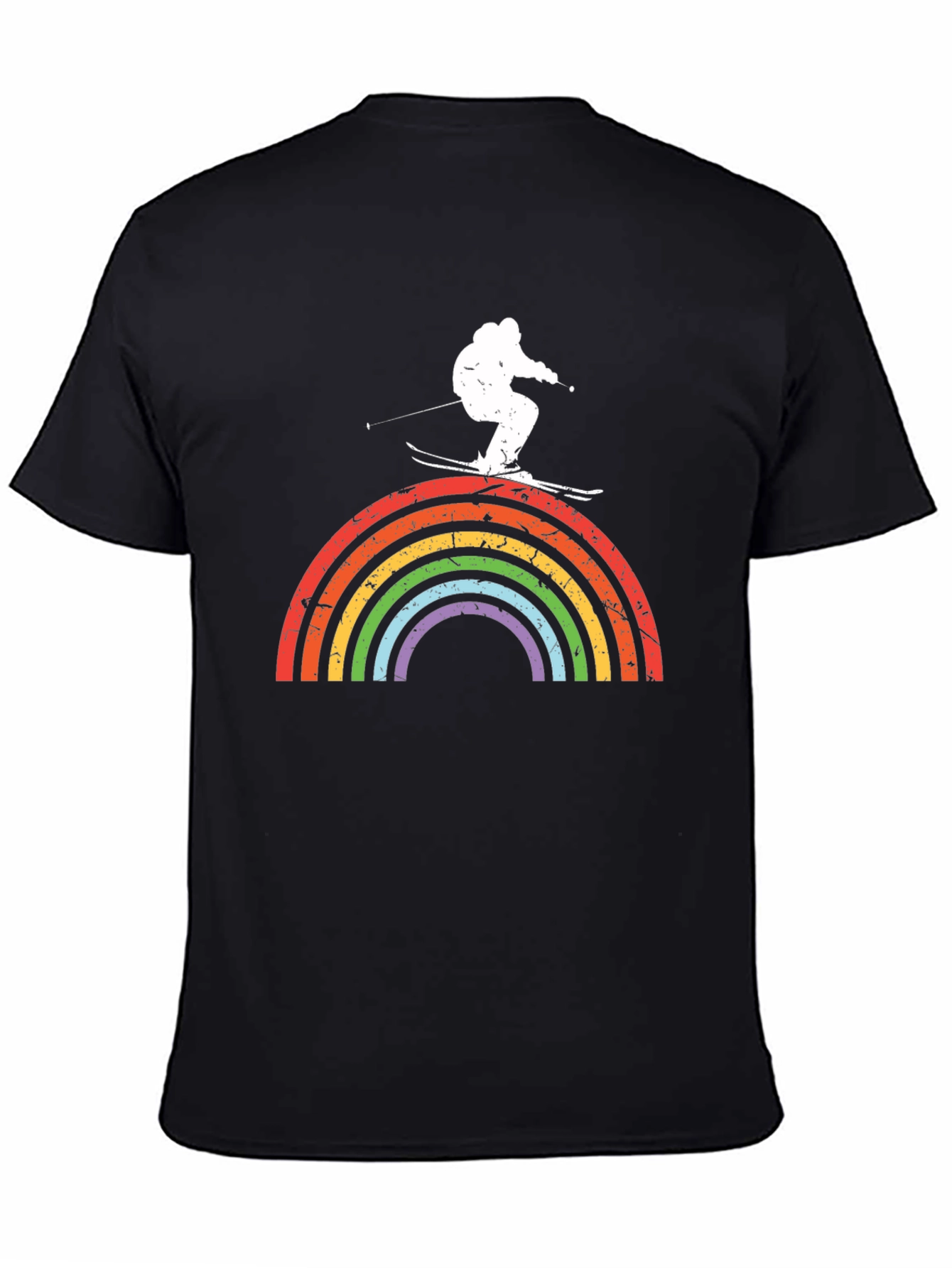 Black Rainbow Skiing T-Shirt view 4