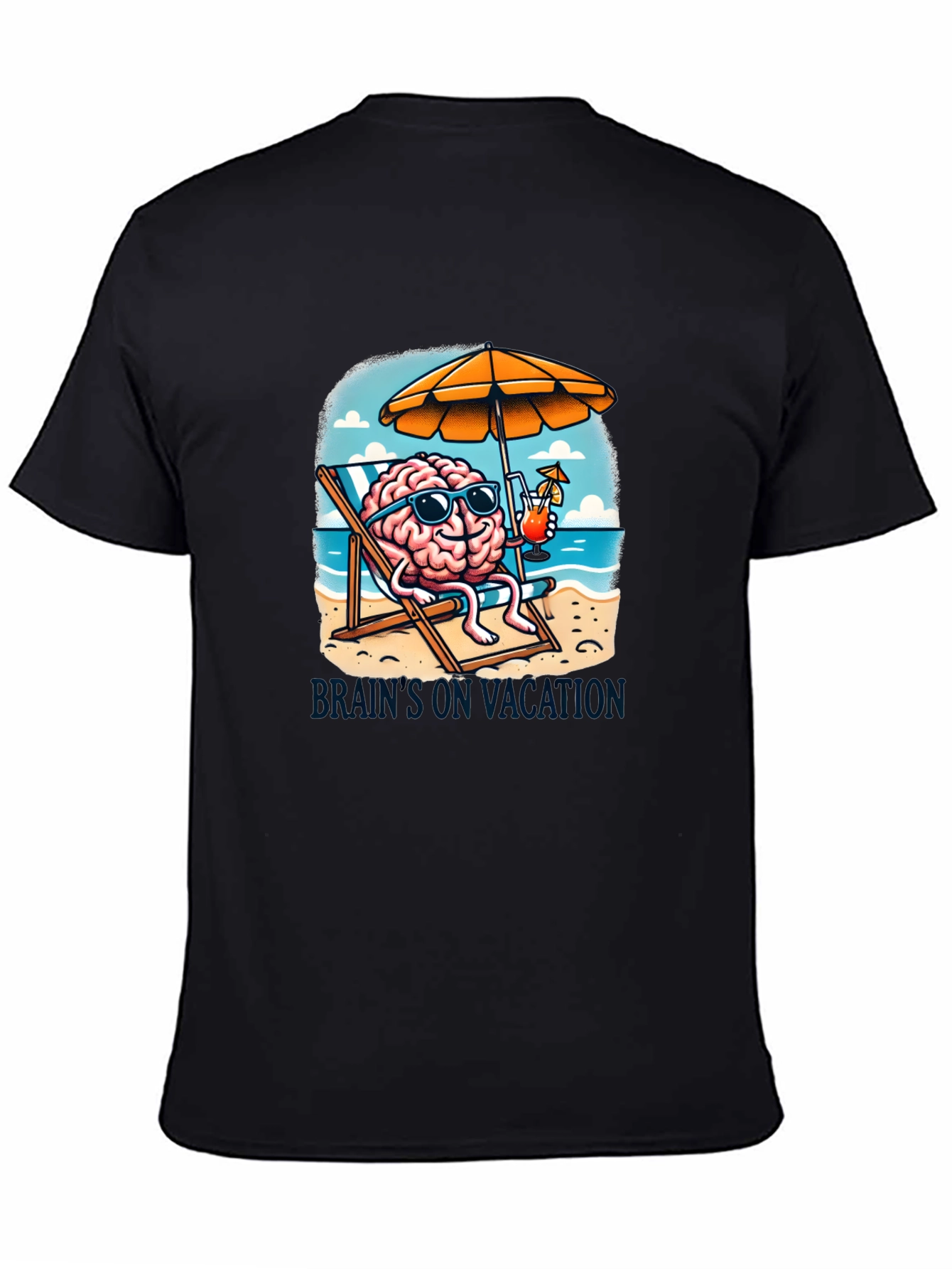 Black Brain on Vacation T-Shirt view 4