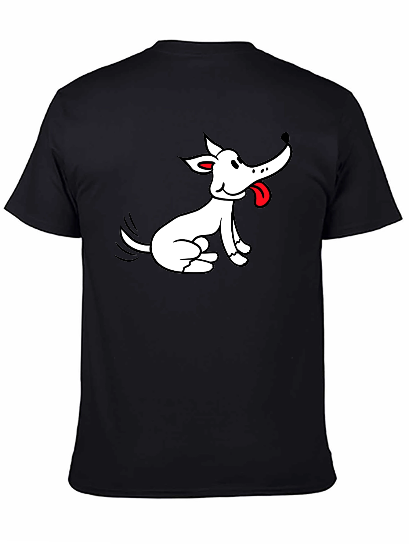 Black Cartoon Dog Graphic Black T-Shirt view 4