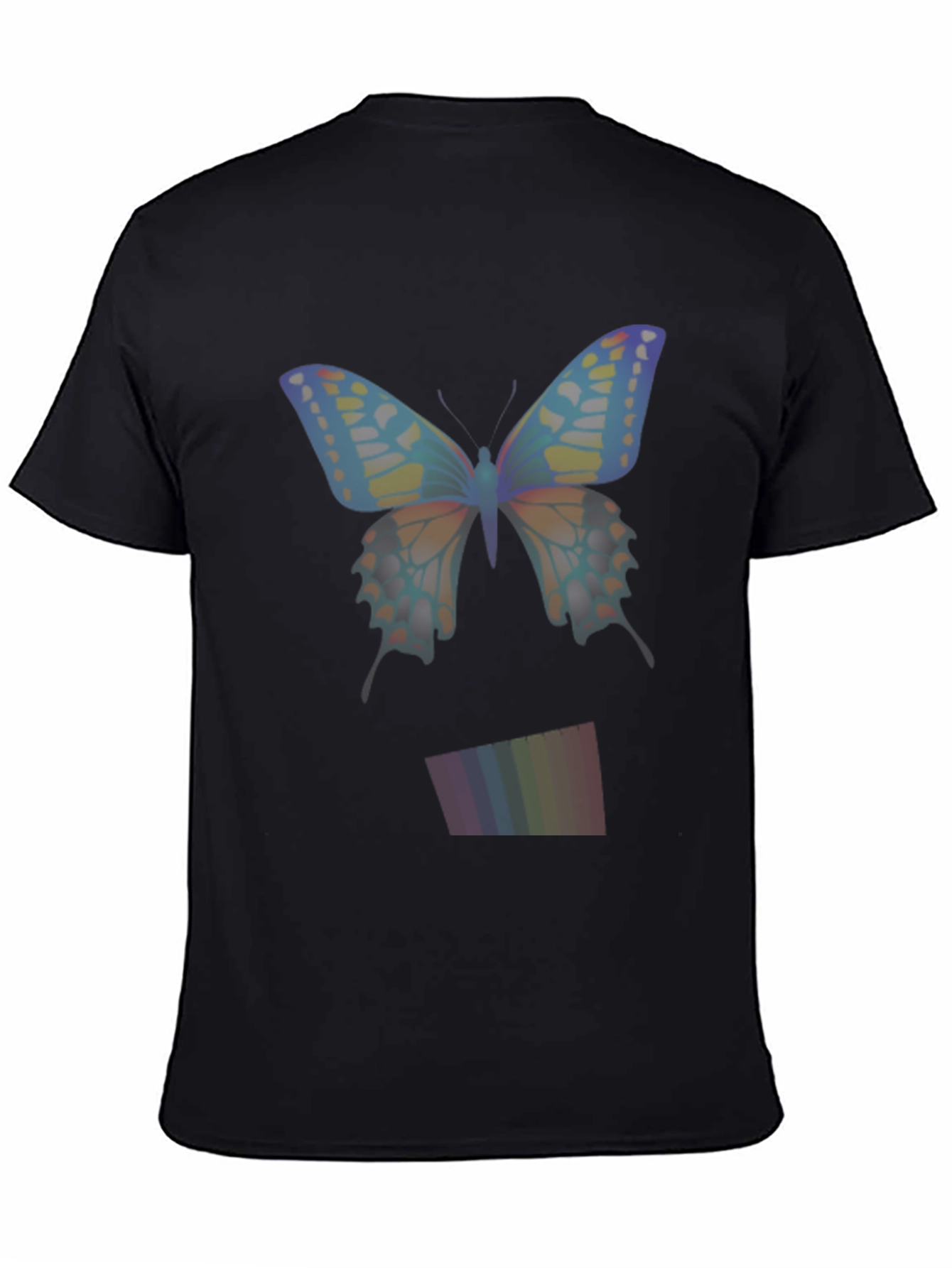 Black Butterfly Rainbow Men's Black T-Shirt view 4